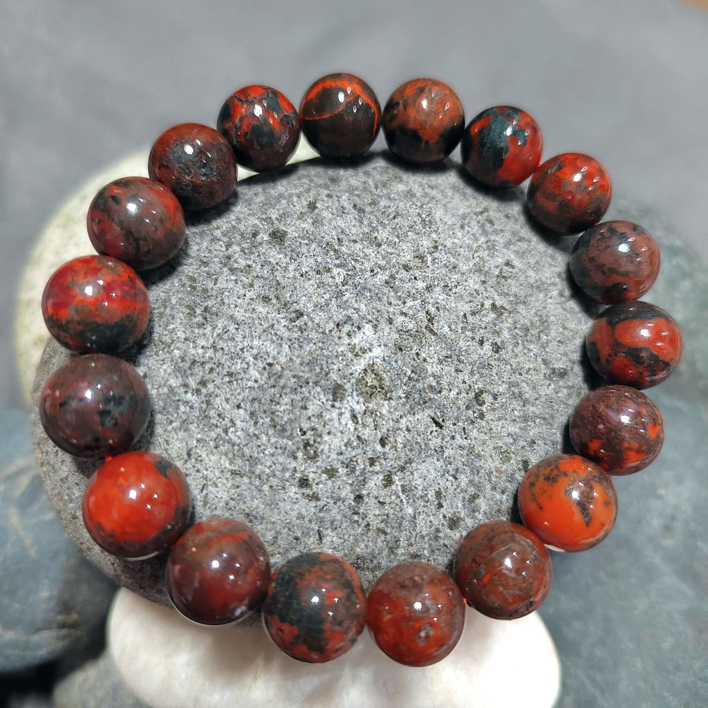 Certified A-Grade Natural Southern Sichuan Liangshan Waxi Deep Red|Raw Skin Black Nanhong Agate Beads Bracelet SL386