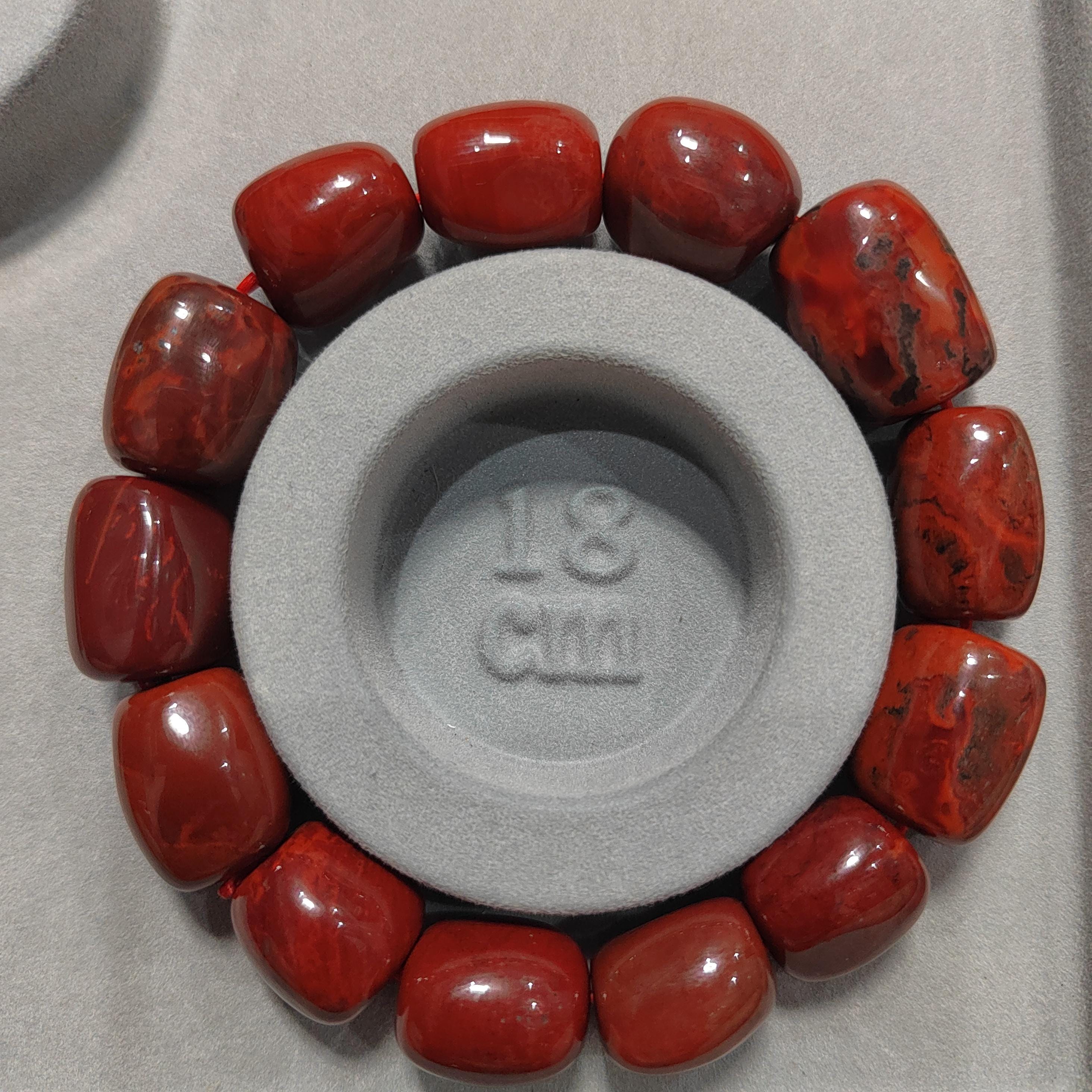 Certified A-Grade Natural Southern Sichuan Liangshan Waxi Ox Blood Large Uneven Cut Beads Bracelet SL381