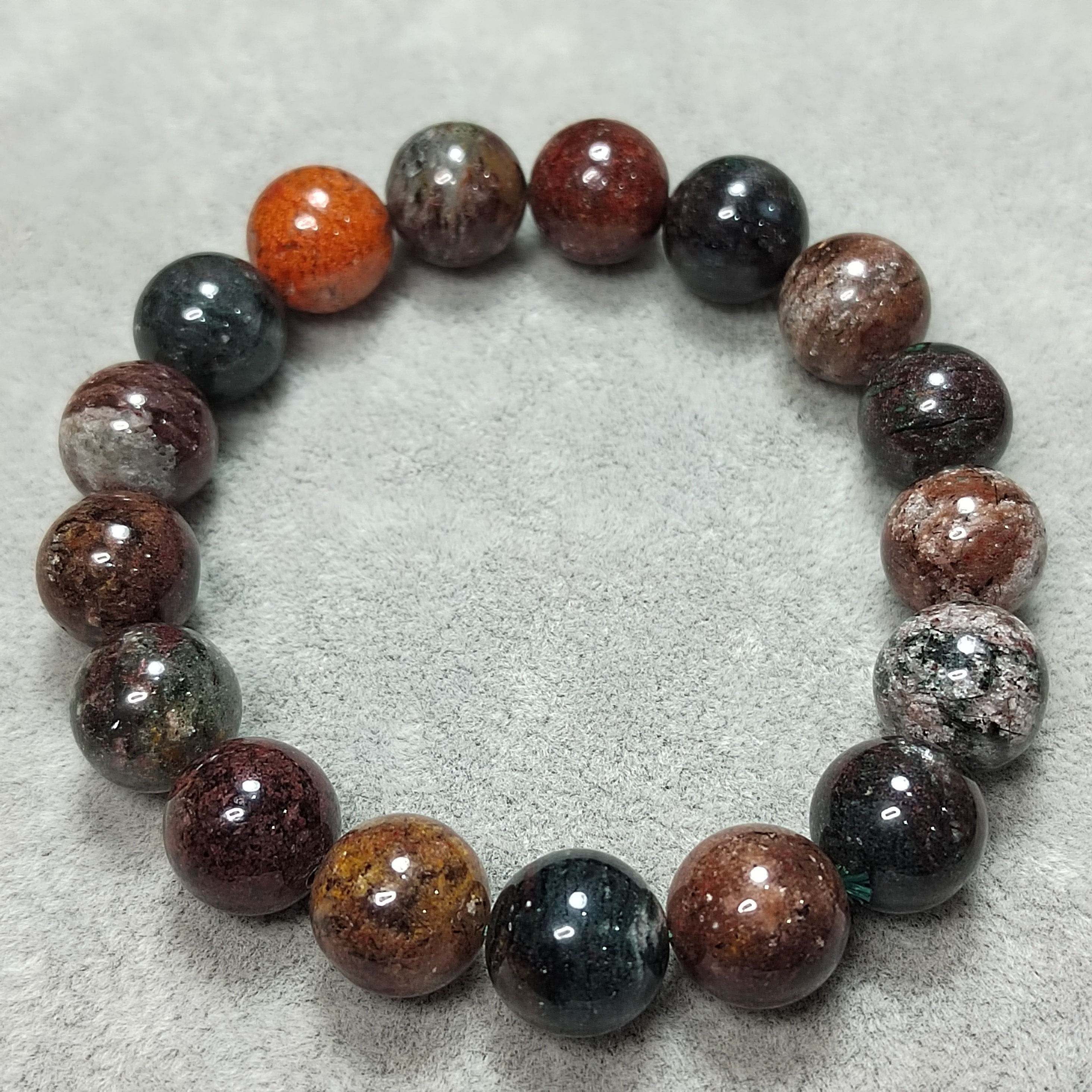 Natural Genuine Four Seasons Garden Phantom Quartz 12.5mm 17pcs Beads Bracelet SL101 - SL Precious