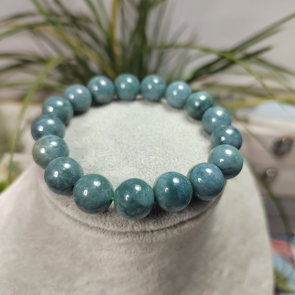 Certified Burmese Natural Blue Water Untreated Beautiful Blue Green Yellow 17pcs Beads Jadeite Bracelet 蓝水带黄翡 SL105
