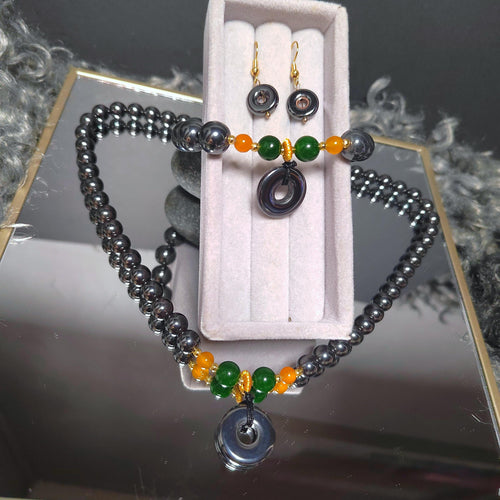 3pcs Set Terahertz Earrings, Bracelets & Necklaces Bead | Natural Handmade SL295 SL Precious
