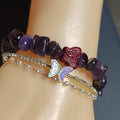Natural Purple Amethyst Quartz Butterfly Cinnabar Layer Bead Bracelet Mix & Match SL167 - SL Precious