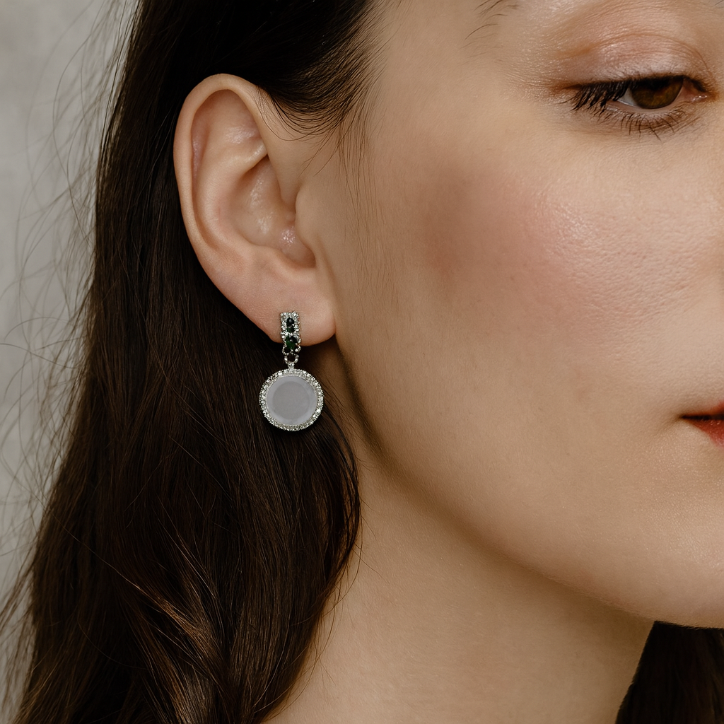 Certified A-Grade Burmese Icy Purple Jadeite Earrings | Minimalist Luxury S925 Zircon Design | SL175 SL Precious