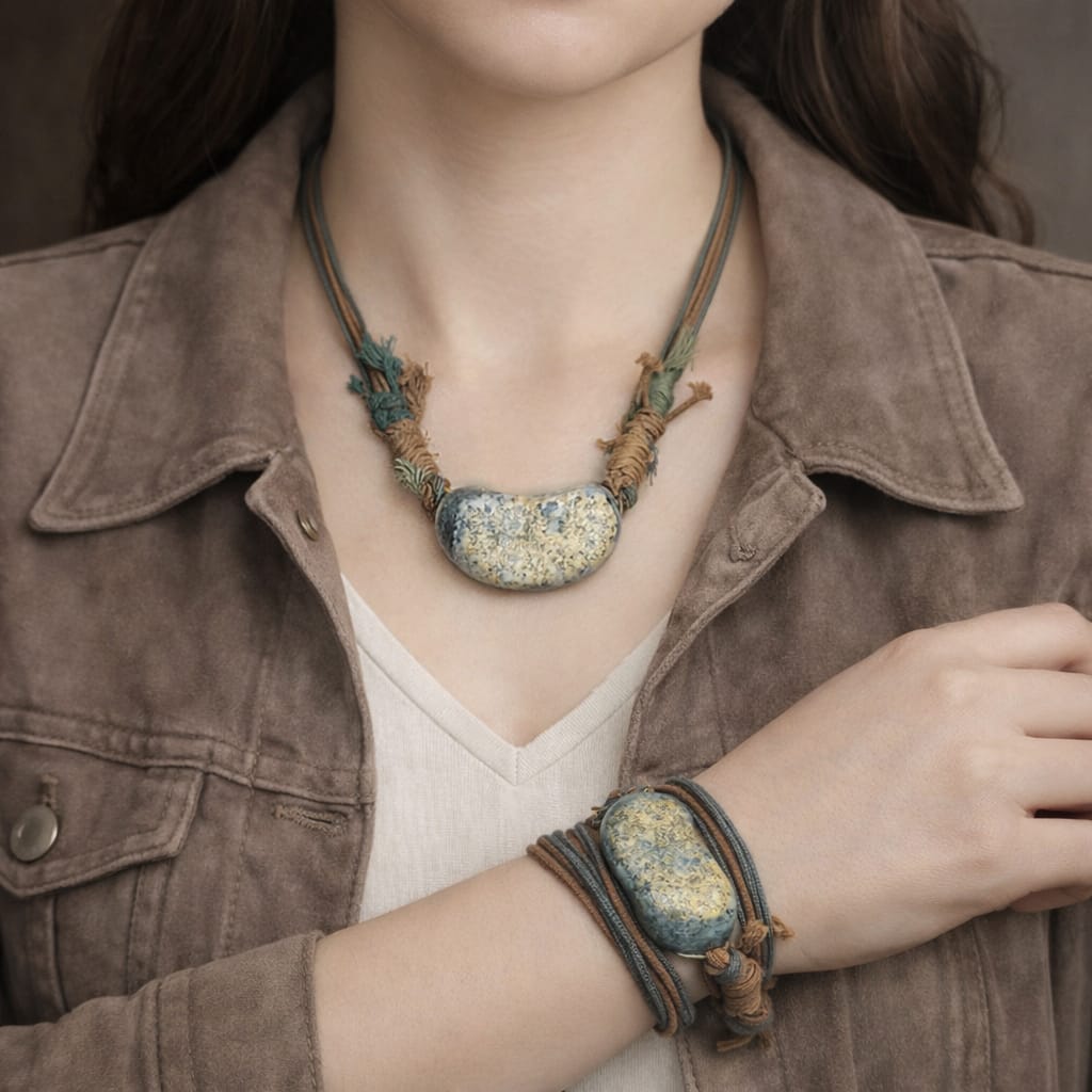 Certified Handmade 2‑Ways Design Pendant Necklace & Bracelet Nephrite Jade 段树林河磨玉枕头水草 | SL513 SL Precious