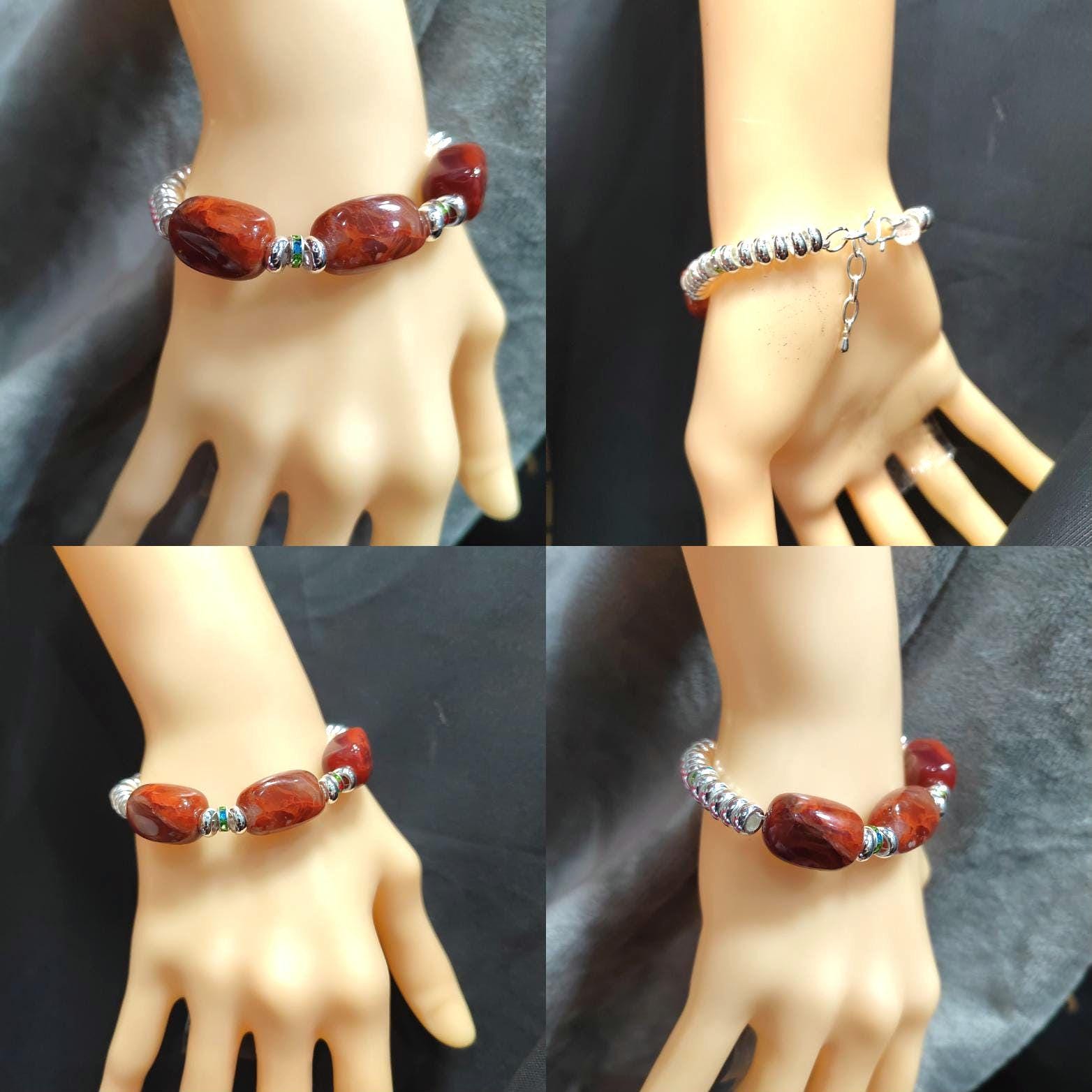 Natural Sichuan Wasi Southern Red Nanhong Agate 2pcs Set | Uneven Cut Bracelet/Necklace | Handmade Design SL309