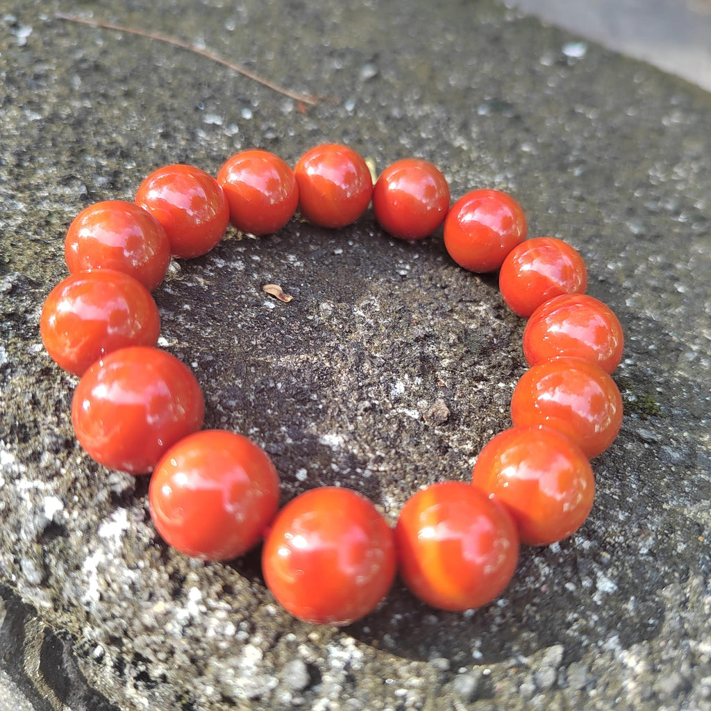 Certified A-Grade Natural Southern Sichuan Liangshan Waxi Nanhong Agate Chili Red Bead Bracelet 13.5-14mm SL400