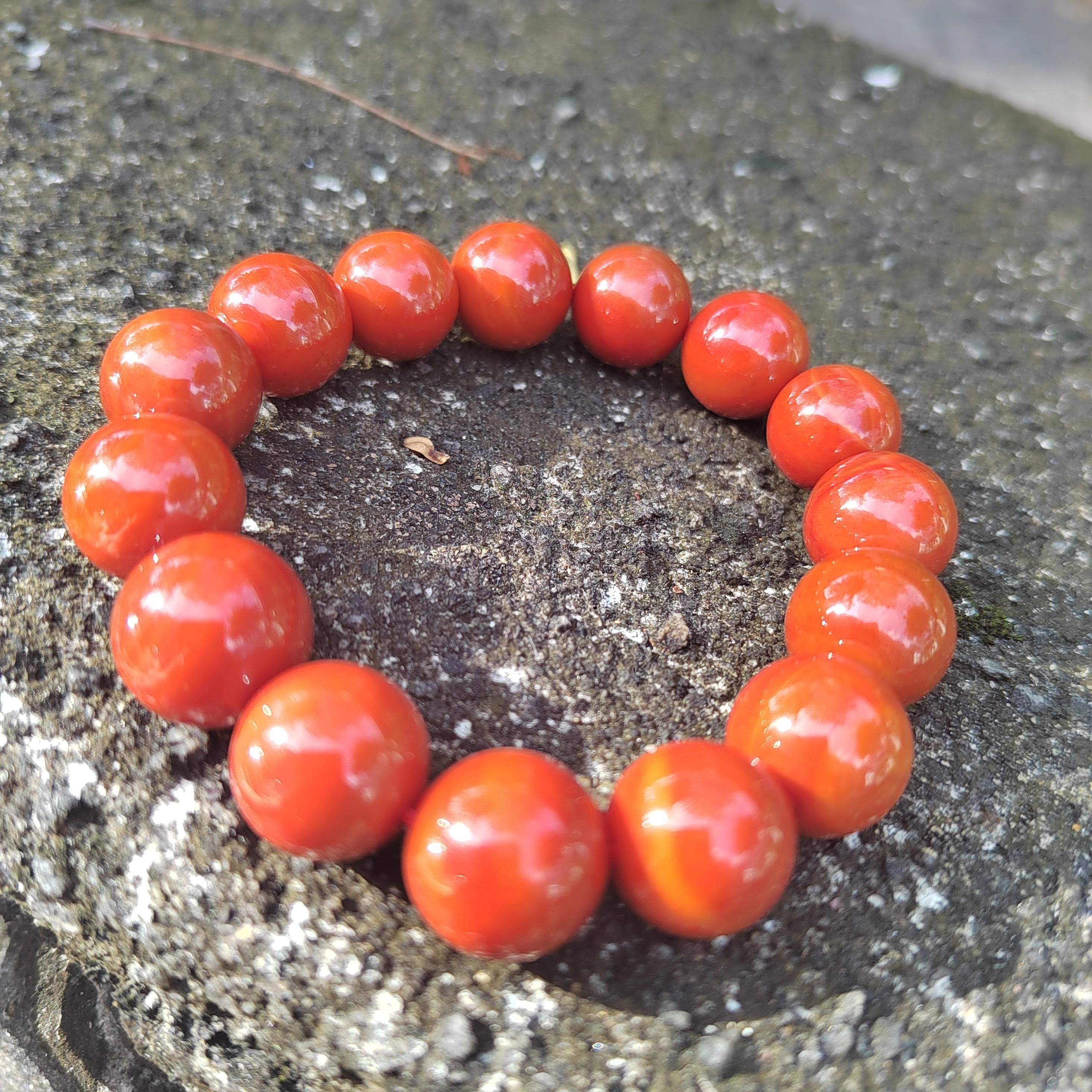 Certified A-Grade Natural Southern Sichuan Liangshan Waxi Nanhong Agate Chili Red Bead Bracelet 13.5-14mm SL400