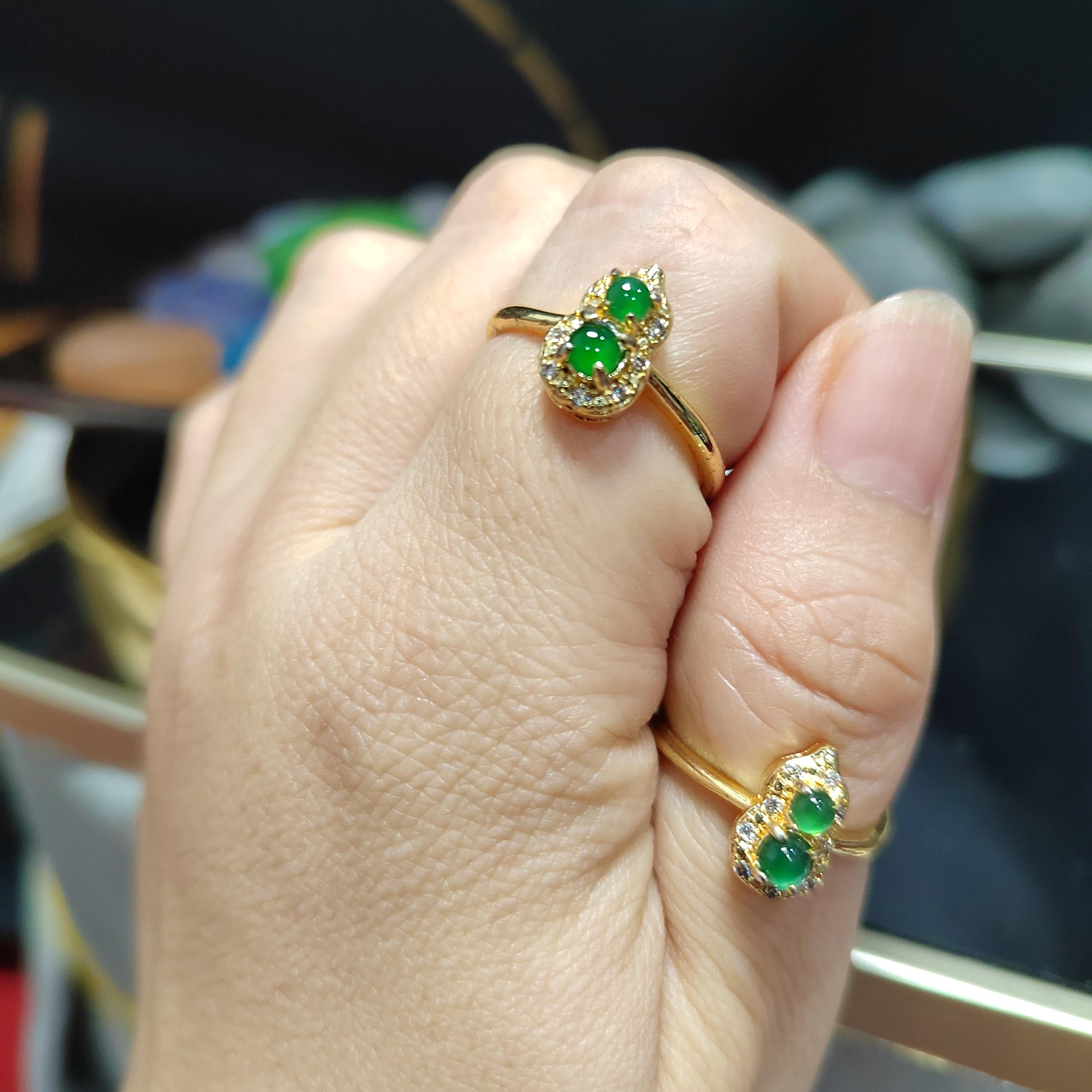 Certified Natural Guatemala Green Blue Wulu Jadeite Minimalist Ring 18k Plated on S925 Sterling Silver SL376 - SL Precious