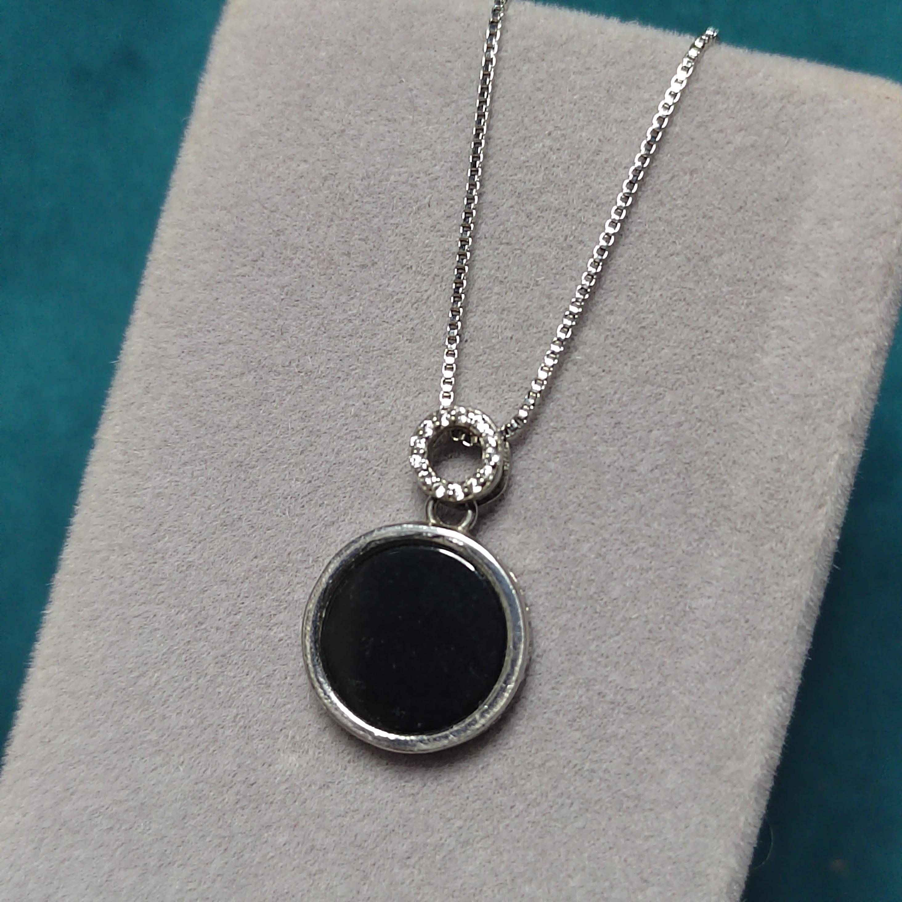 Certified A-Grade Natural Gemstone Untreated Burmese Black Ink Round Minimalist Jadeite Pendant Chain S925 For Her Him SL265X24