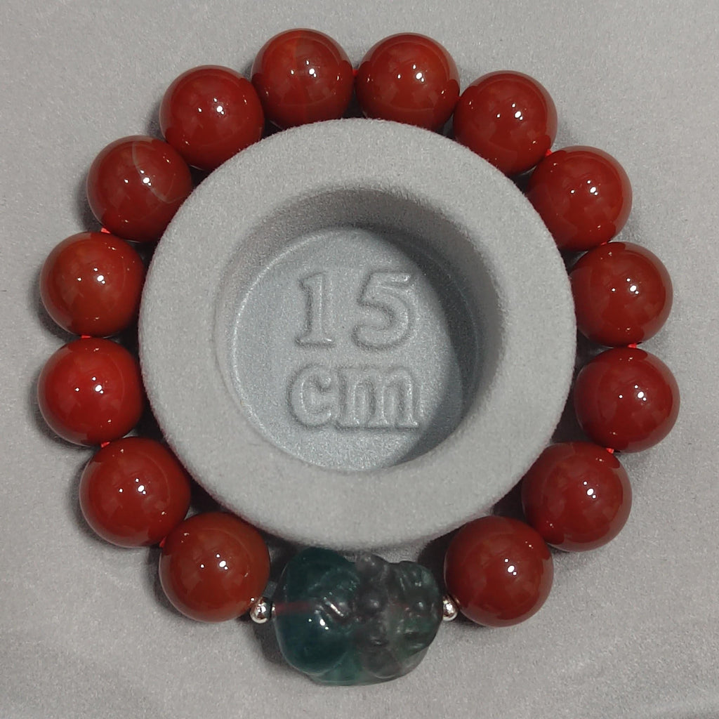 Certified A-Grade Natural China Baoshan Southern Red Oily Nanhong & Fluorite Brave Troops Bead Bracelet Handmade Design SL282