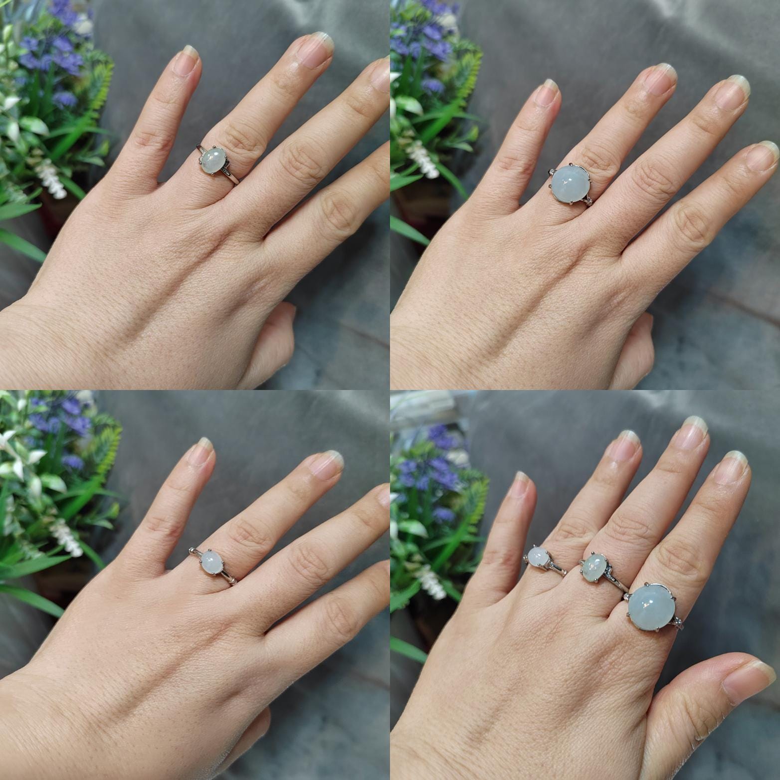 Natural Certified A-Grade Burmese Untreated White Icy Jadeite Simple Design Ring 3 Different Size SL137 SL138 SL139 - SL Precious
