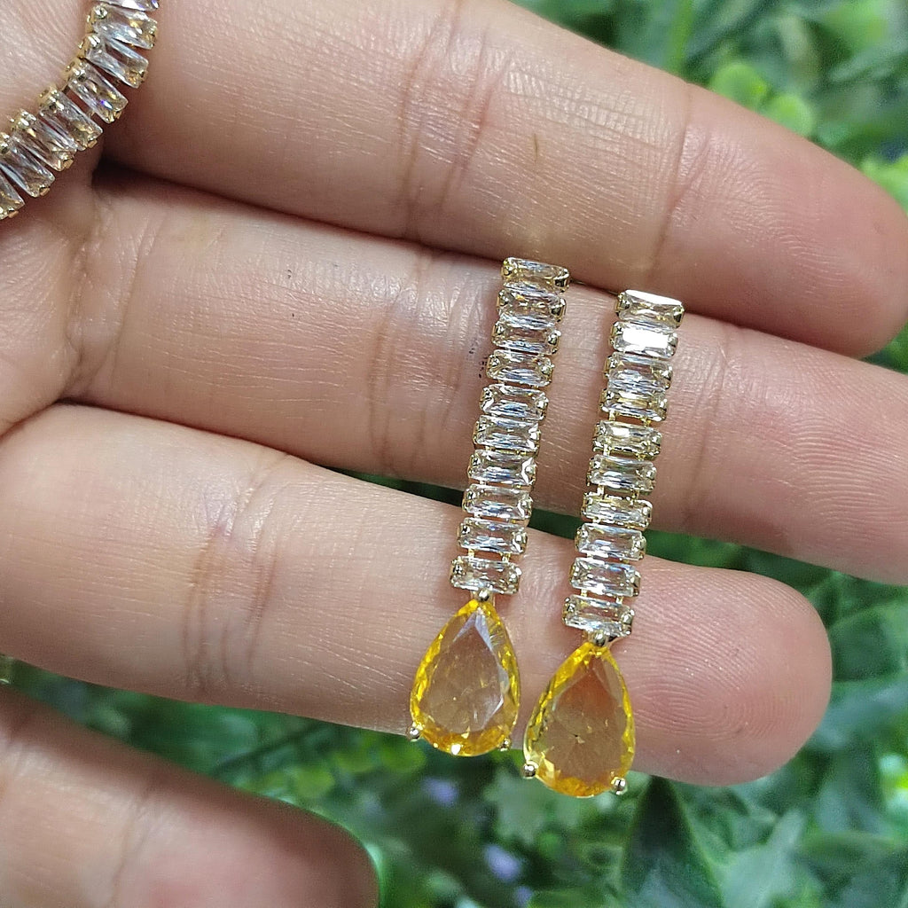 Elegant White and Yellow Zircon Jewelry Set Necklaces & Earrings for Her - Perfect for Celebrations and Special Occasions SL159 - SL Precious