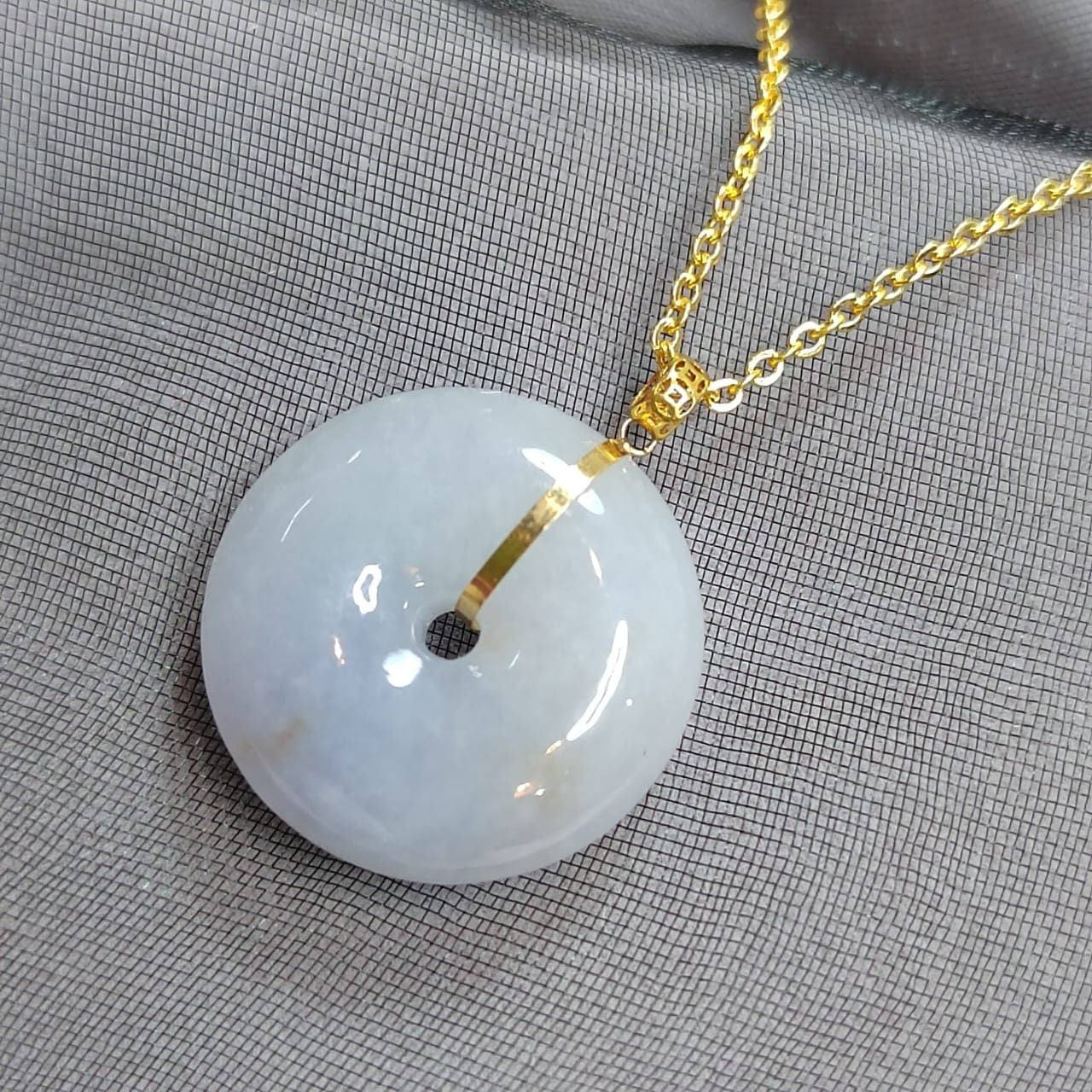 Certified Natural Burmese Rare Icy Purple Donut Jadeite Pendant with 18K Solid Yellow Gold Buckle SL021 - SL Precious