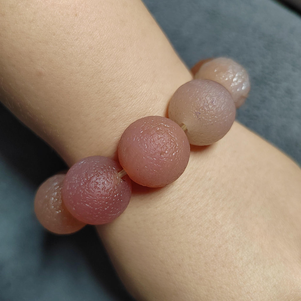 Large 11pcs 19.5-20.4mm Natural Yanyuan Agate Beads Bracelet, Rare Uneven Matte Design, Unique Limited Edition Statement Jewelry SL116B - SL Precious