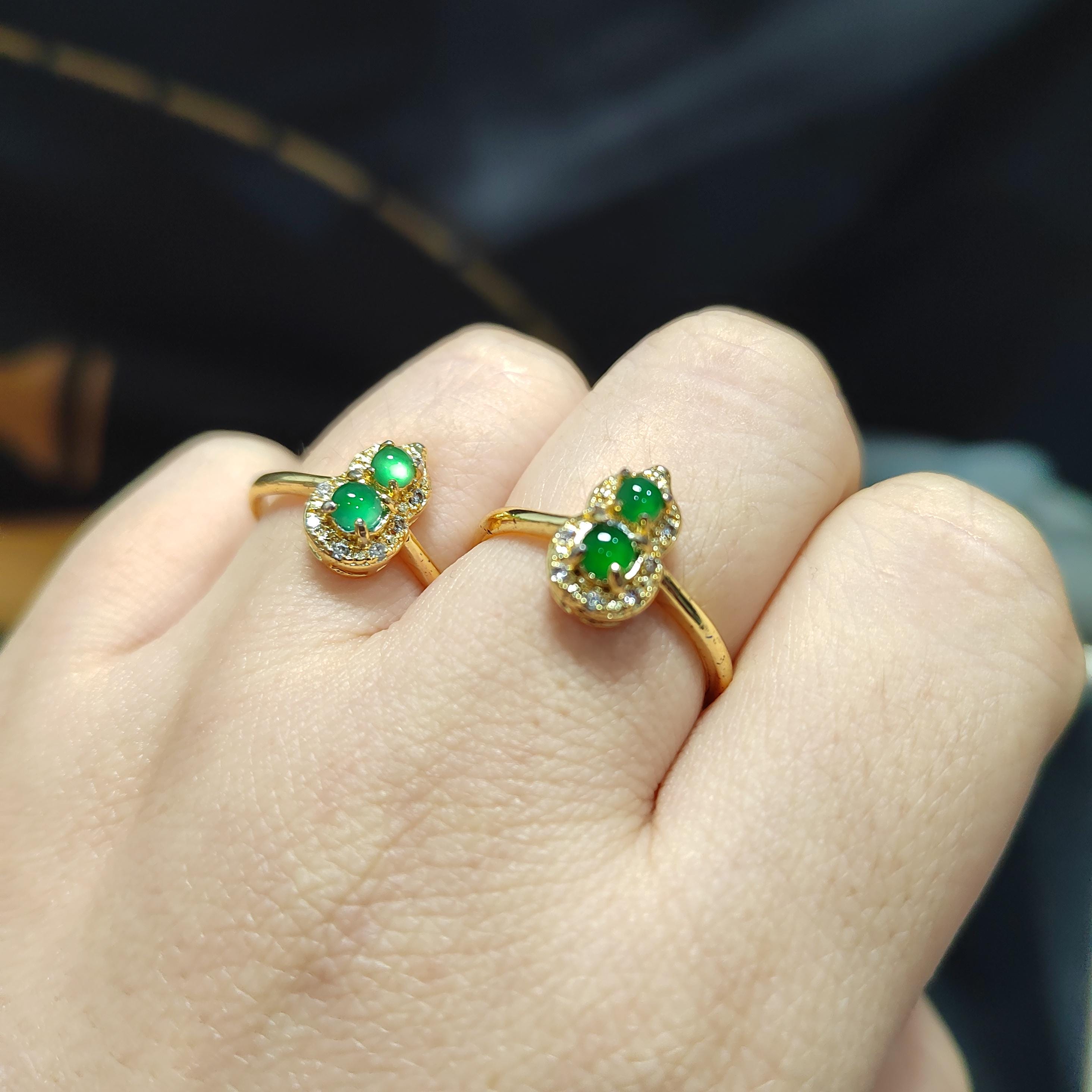 Certified Natural Guatemala Green Blue Wulu Jadeite Minimalist Ring 18k Plated on S925 Sterling Silver SL376 - SL Precious