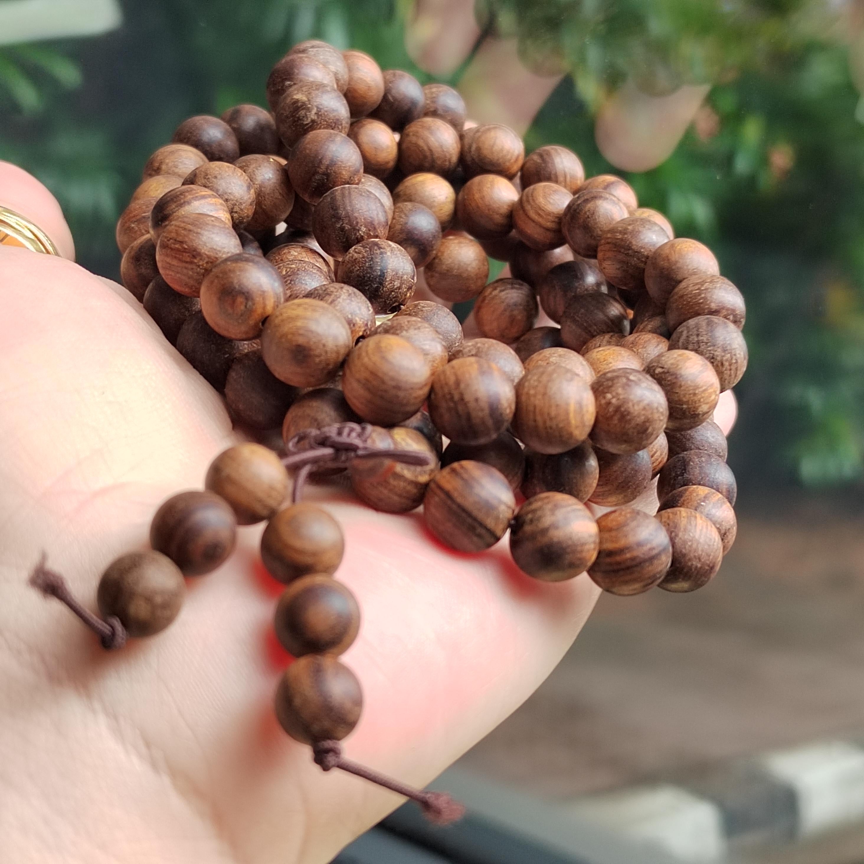 Burmese Red Soil Agarwood Mala: 108 Aromatic Prayer Beads SL422