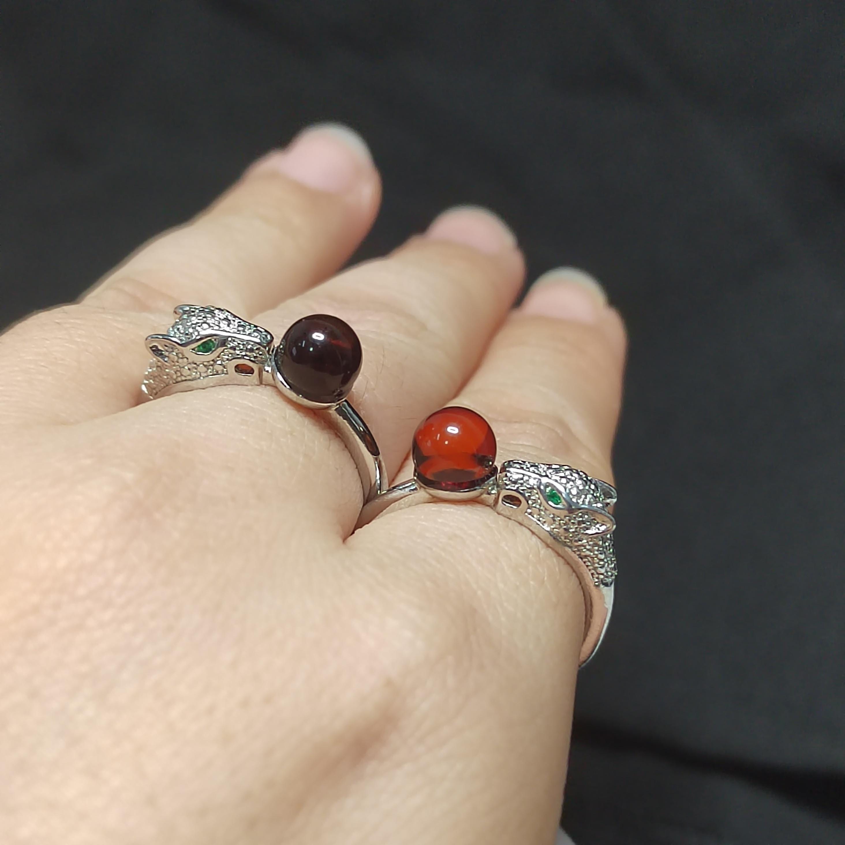Natural Burmese Blood Amber Leopard Zirconia Beautiful Design Adjustable Unisex Ring SL115 - SL Precious
