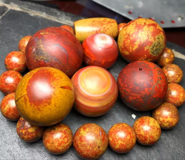Certified A-Grade Natural Southern Yunna Zhaotong(昭通料） Nanhong Orange/Red Tone Natural Beauty Bead Bracelet SL384