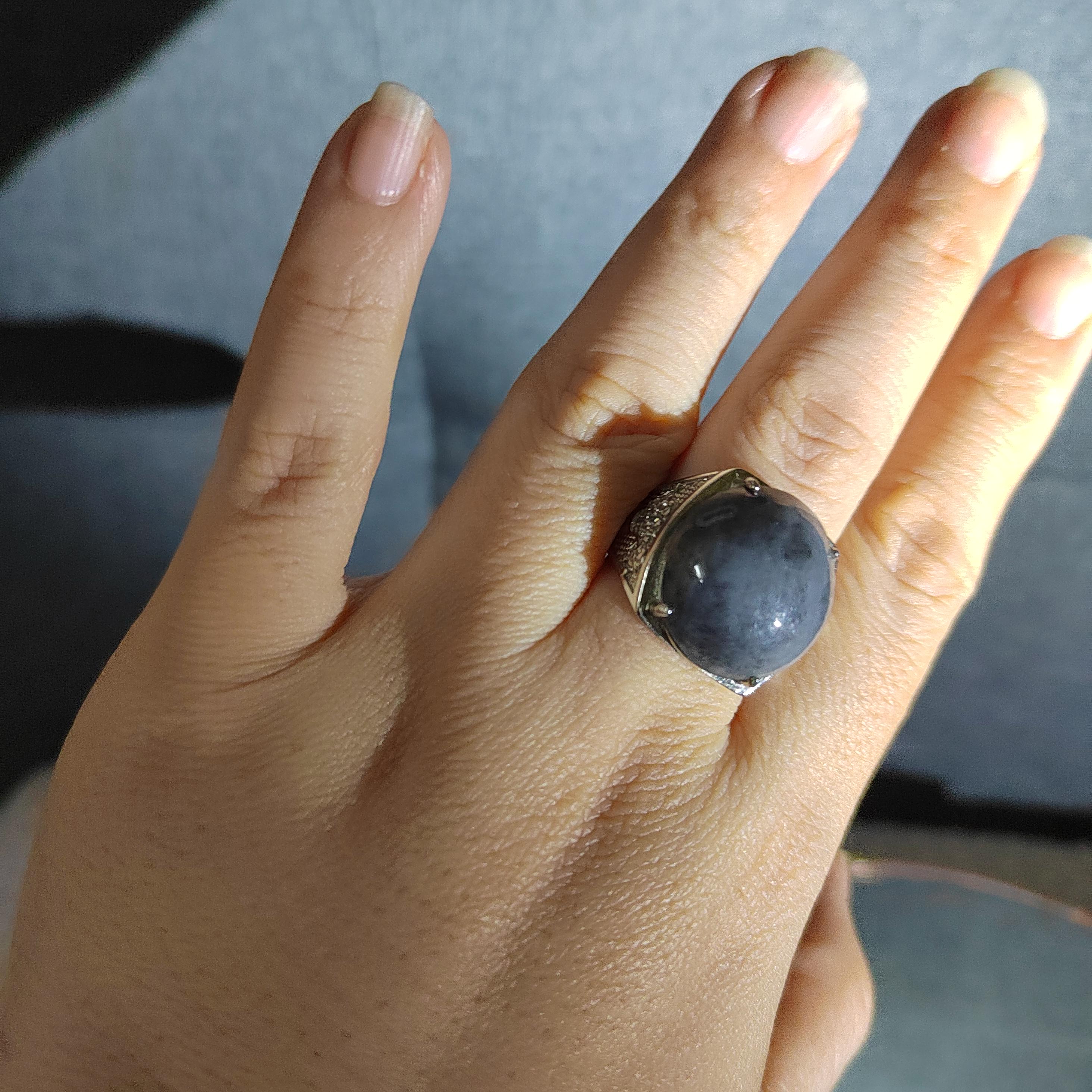 Certified A-Grade Natural Untreated Large Man Ring Burmese Black Wuji Jadeite 天然缅科鸟鸡翡翠 SL103B - SL Precious