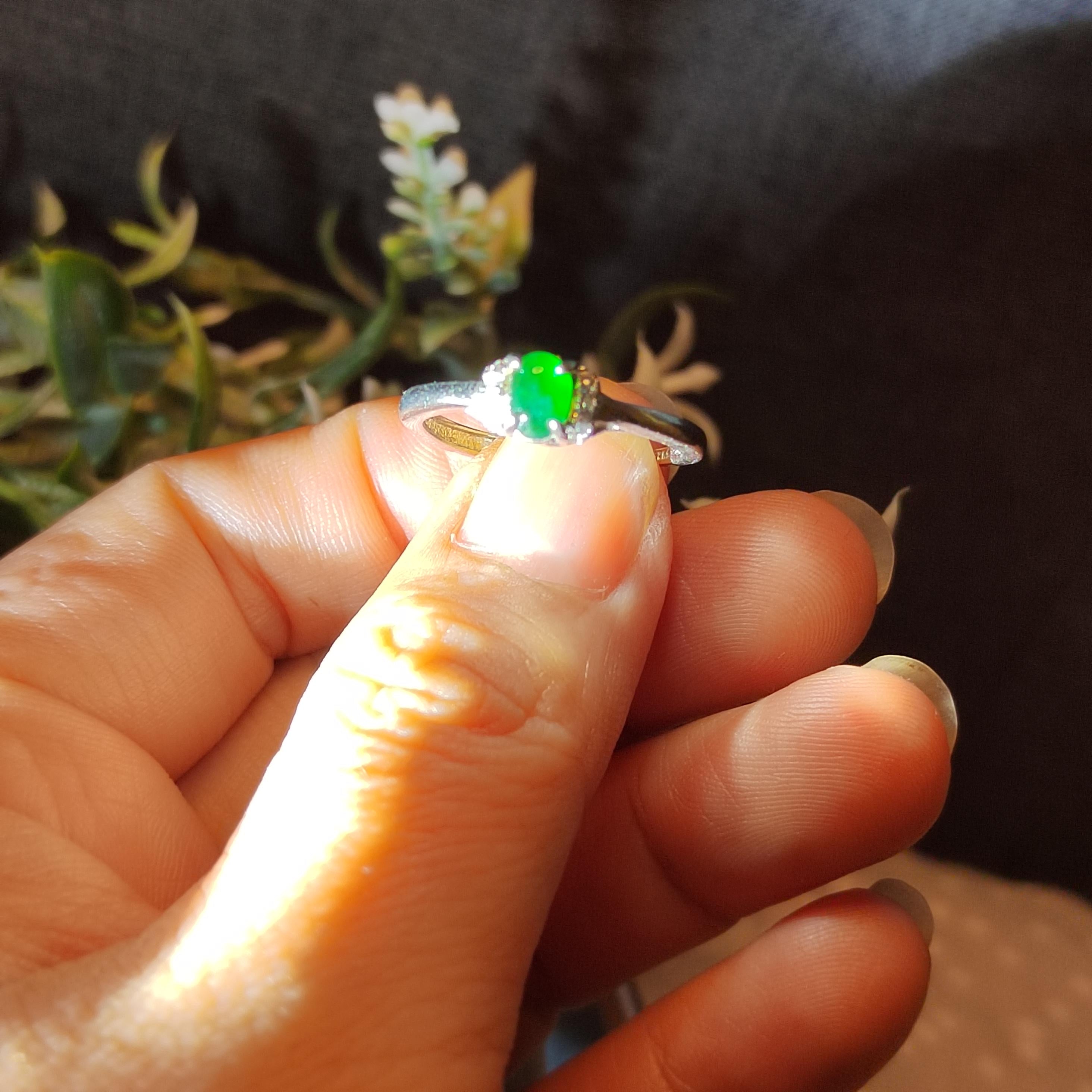 A Grade Certified Burmese Dark Blue Green Natural Untreated Jadeite with Zircon Accents S925 Ring 天然缅甸老蓝水料 SL104G