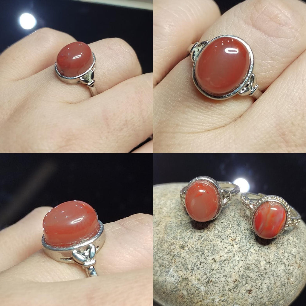 Waxi Nanhong South Red Agate Ring Set: 18K Gold, Victorian & Minimalist SL418