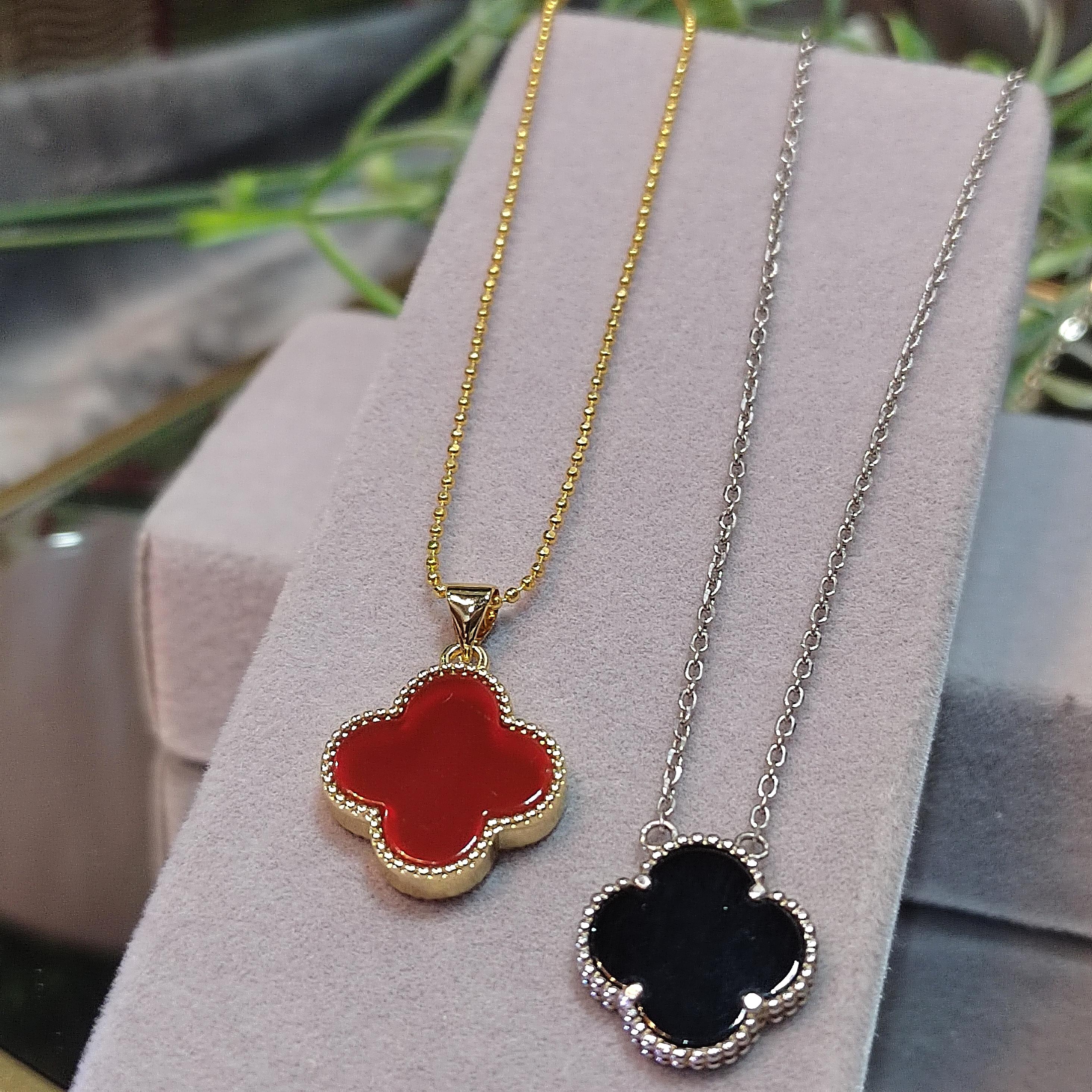 Red and Black Agate Pendant Necklaces Plated Yellow & White Gold on 925 Sterling Silver SL162 SL163 - SL Precious