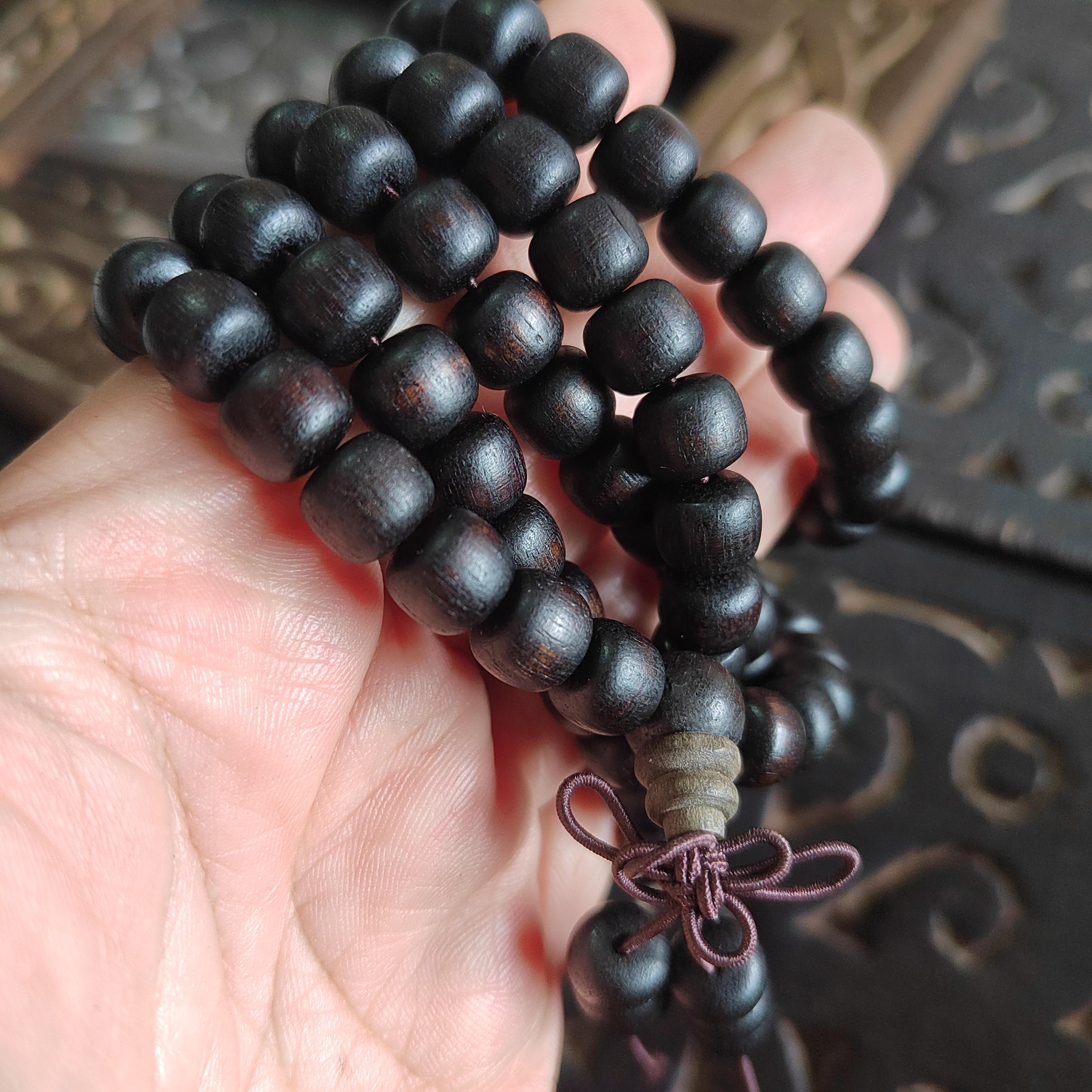 Natural Brunei Agarwood 108 Beads Mala Bracelet | Aromatic Healing Meditation Prayer Beads | SL420