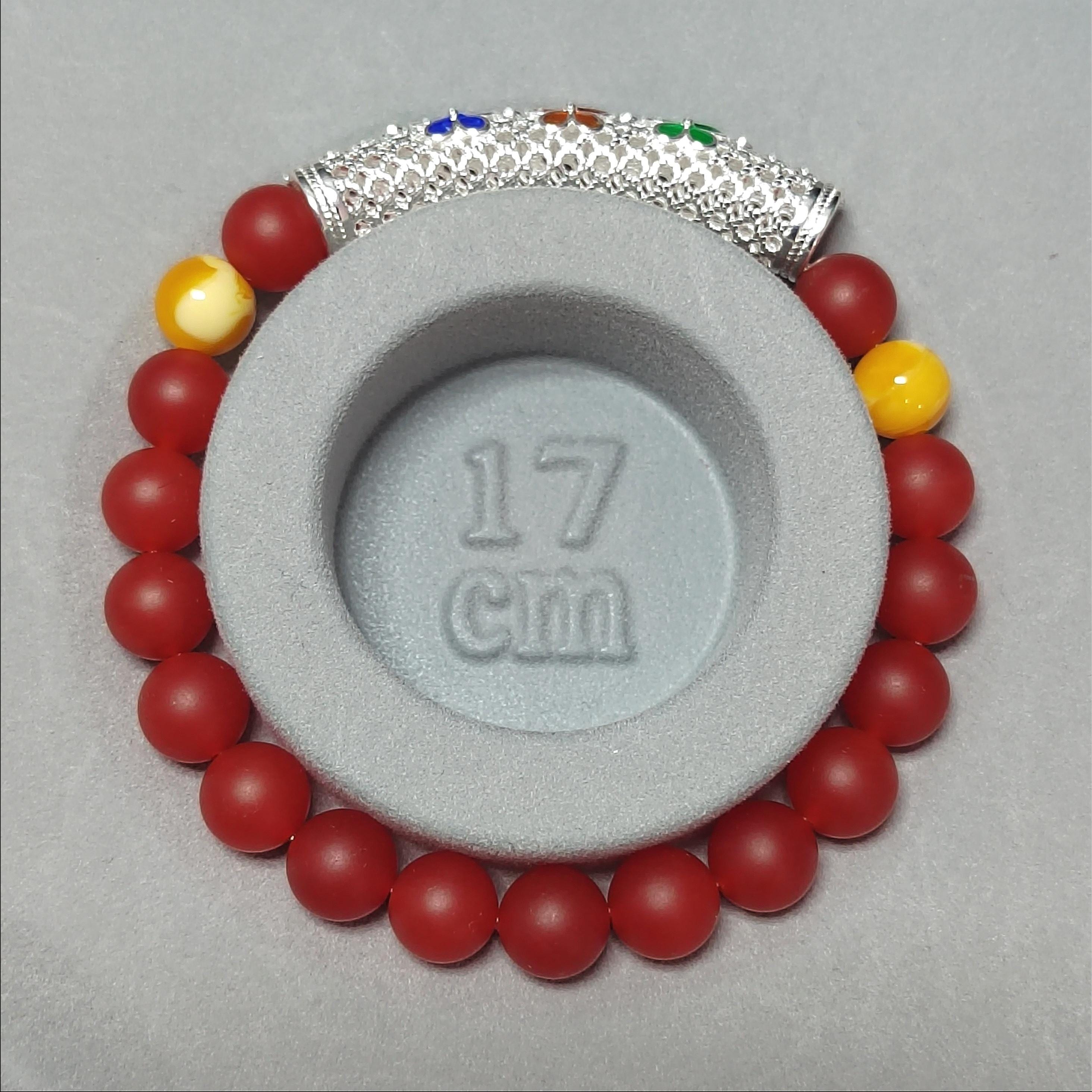 Natural Southern Nanhong Agate Matte, Russia Baltic Beeswax Amber, S9999 Silver Plated Tube Enamel Craftsmanship Bracelet SL334