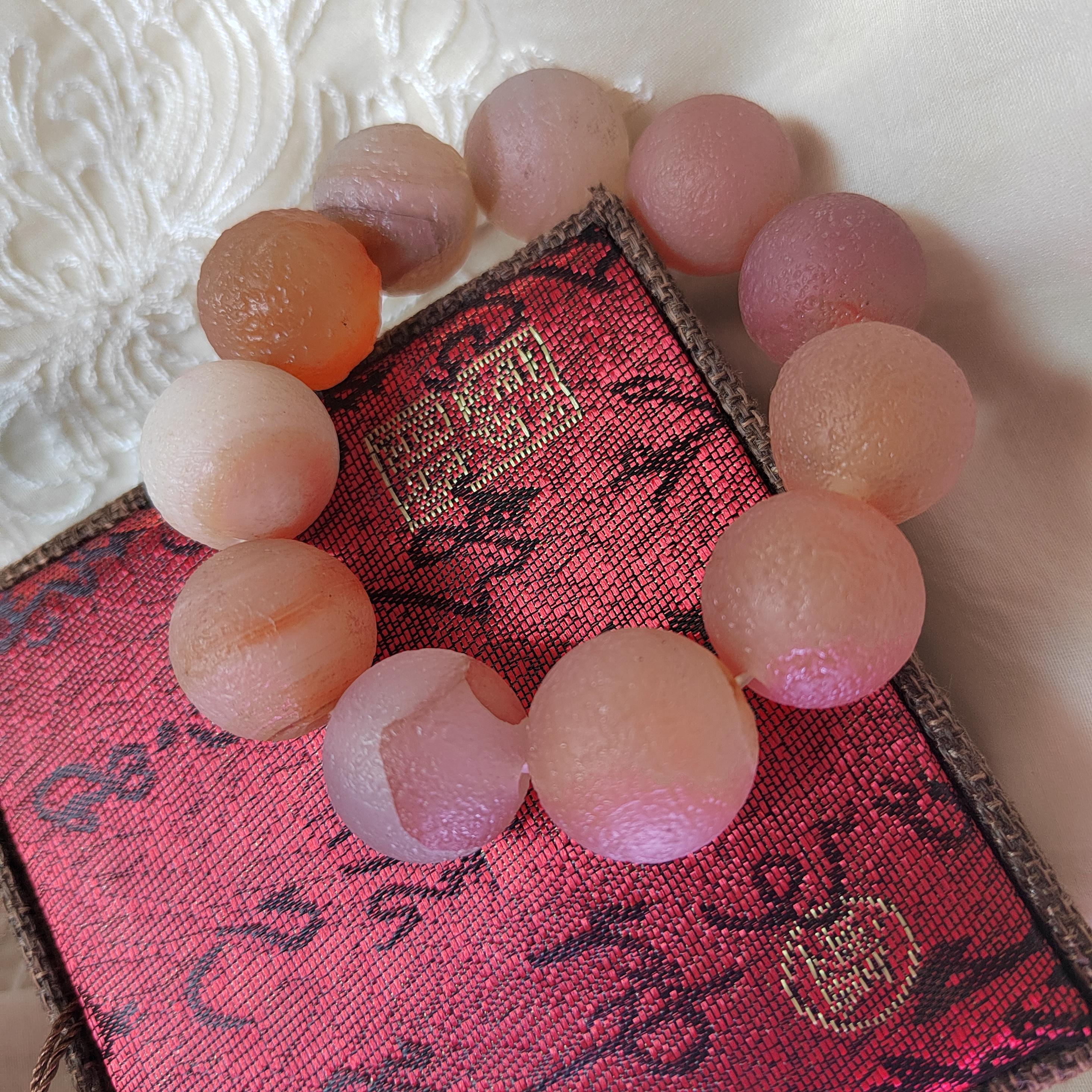 Large 11pcs 19.5-20.4mm Natural Yanyuan Agate Beads Bracelet, Rare Uneven Matte Design, Unique Limited Edition Statement Jewelry SL116B - SL Precious