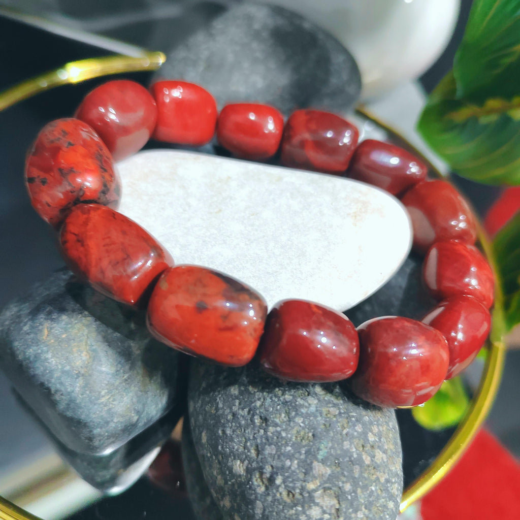 Certified A-Grade Natural Southern Sichuan Liangshan Waxi Ox Blood Large Uneven Cut Beads Bracelet SL381