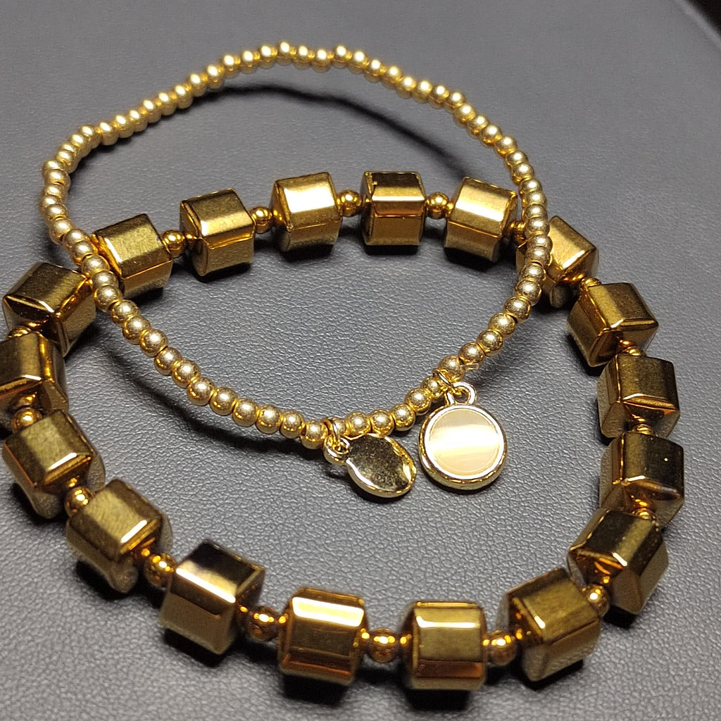 Pyrite Double Layer Bracelet Unisex Natural Cylinders Bead Mix & Match Fashion Beautiful Design 2 Stunning Option SL164 SL165 - SL Precious