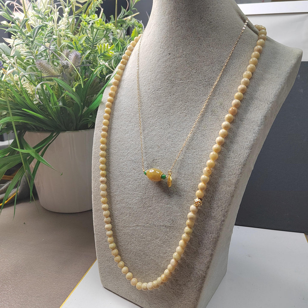 Certified Natural Untreated Burmese Icy Yellow Barrel Pendant Bead With 14k Gold Fill Necklace Jadeite SL366