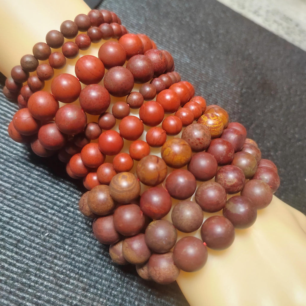 Certified Wujia South Red Agate Bracelet Set: Sandalwood & Resin Accents SL414