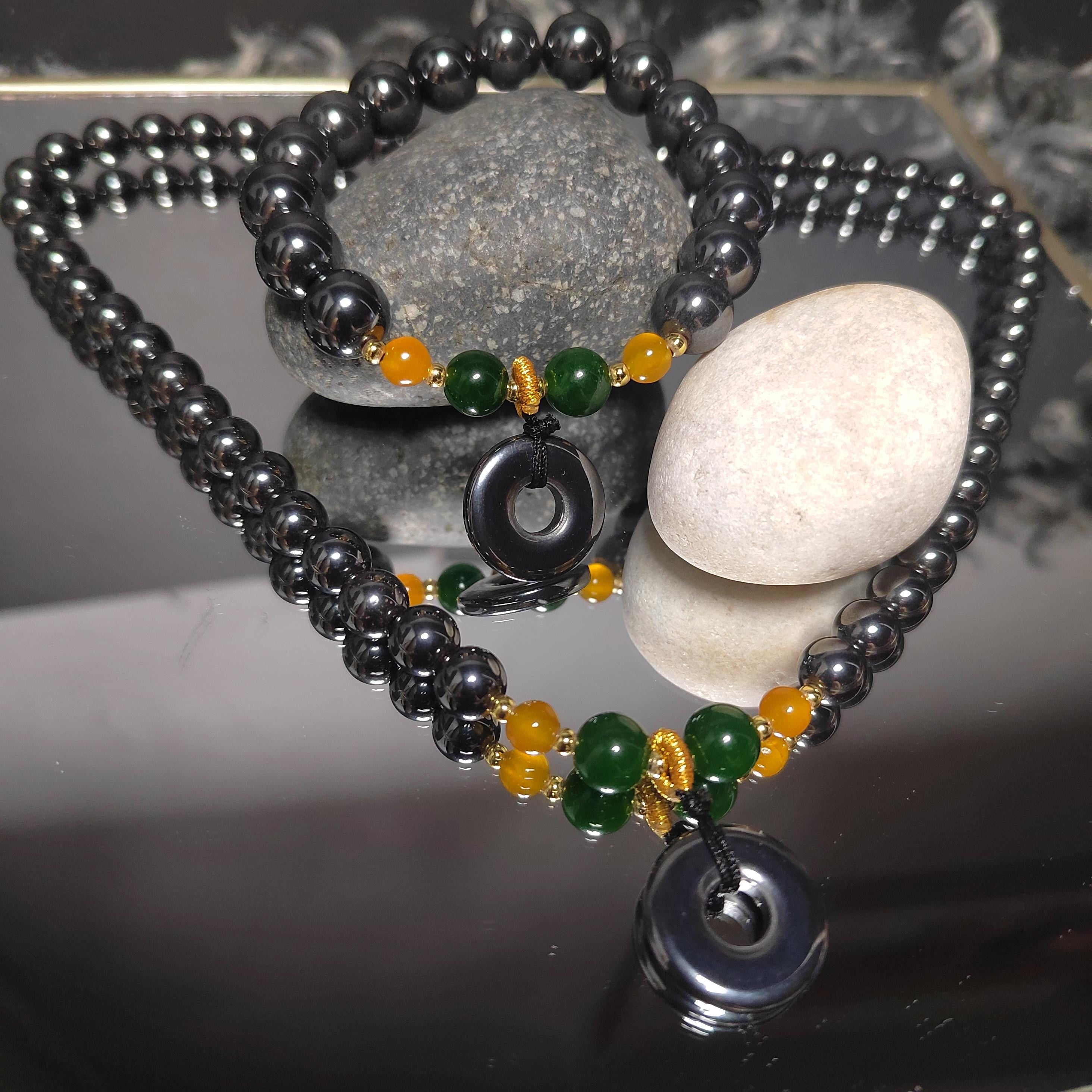 3pcs Set Terahertz Earrings, Bracelets & Necklaces Bead | Natural Handmade SL295