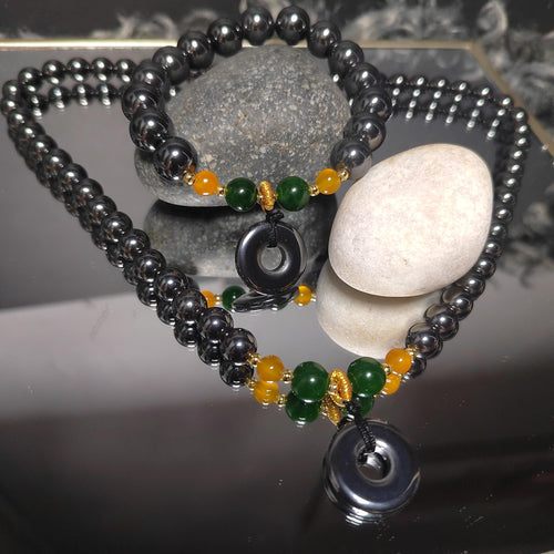 3pcs Set Terahertz Earrings, Bracelets & Necklaces Bead | Natural Handmade SL295 SL Precious