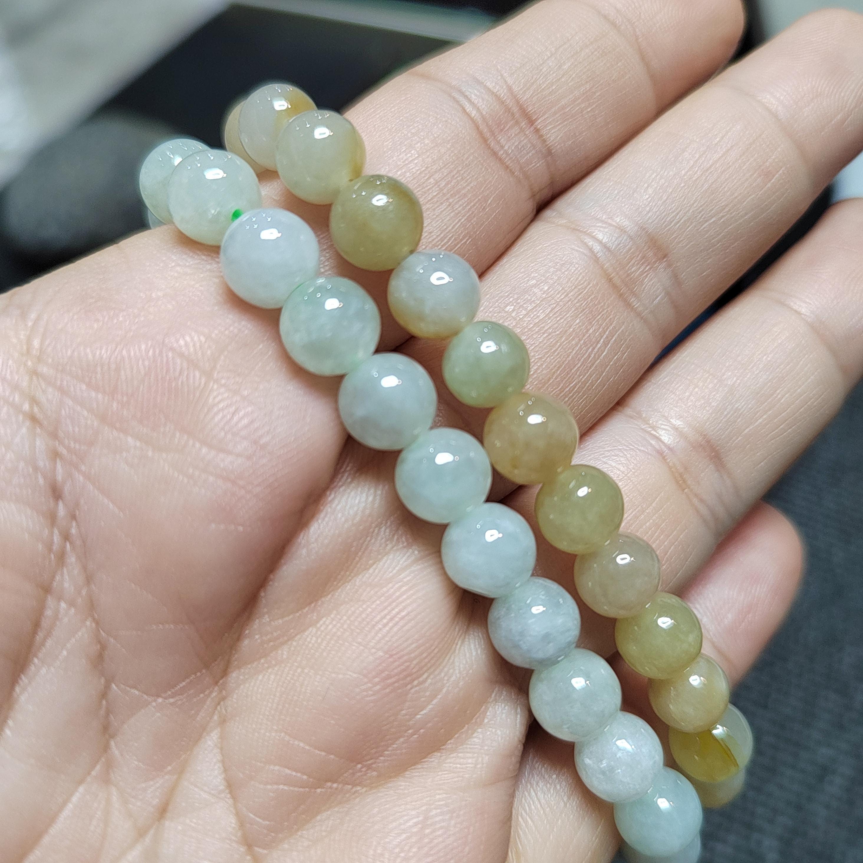 Certified Burmese Jadeite Bracelet Set: Yellow & Icy White Green A-Grade Jade SL425 - SL Precious