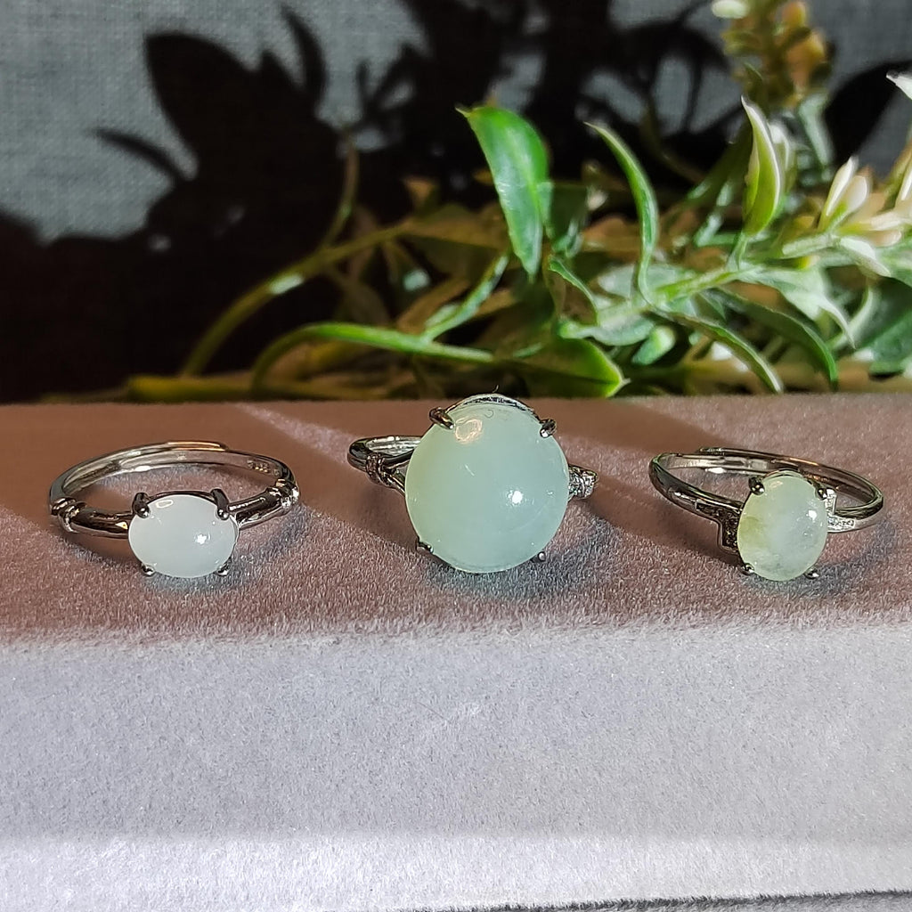 Natural Certified A-Grade Burmese Untreated White Icy Jadeite Simple Design Ring 3 Different Size SL137 SL138 SL139 - SL Precious