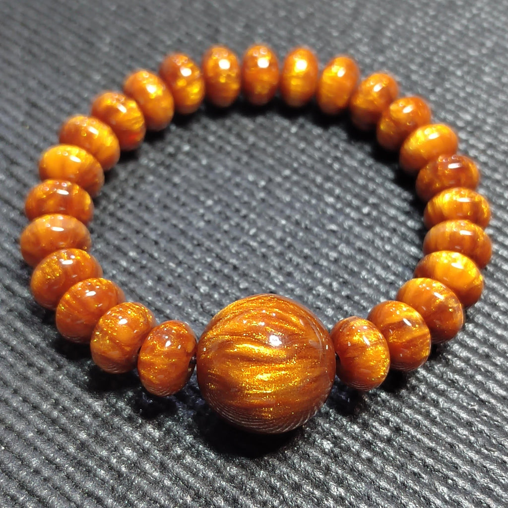Golden Sea Willow Bracelet 金丝海柳手串 | Natural Ocean Coral | 26 Beads 10.9mm + 19.8mm | 17cm Wrist | Healing Energy SL128 - SL Precious