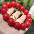 Certified A-Grade Natural Yunna Baoshan Xishan Yangliu Nanhong Red Agate Persimmon Red Matte Surfaces Bead Bracelet 16.5-16.7mm SL399 - SL Precious