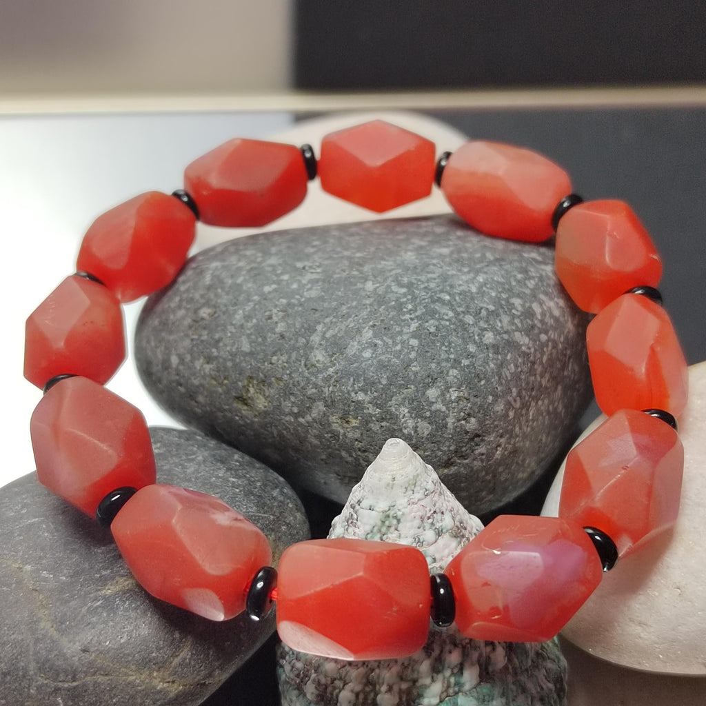 Certified Unique Yunna Baoshan Icy Red Orange Pink Nanhong Agate Cylinder - Rare Natural Design Hand-Cut with Special Uneven Style SL280