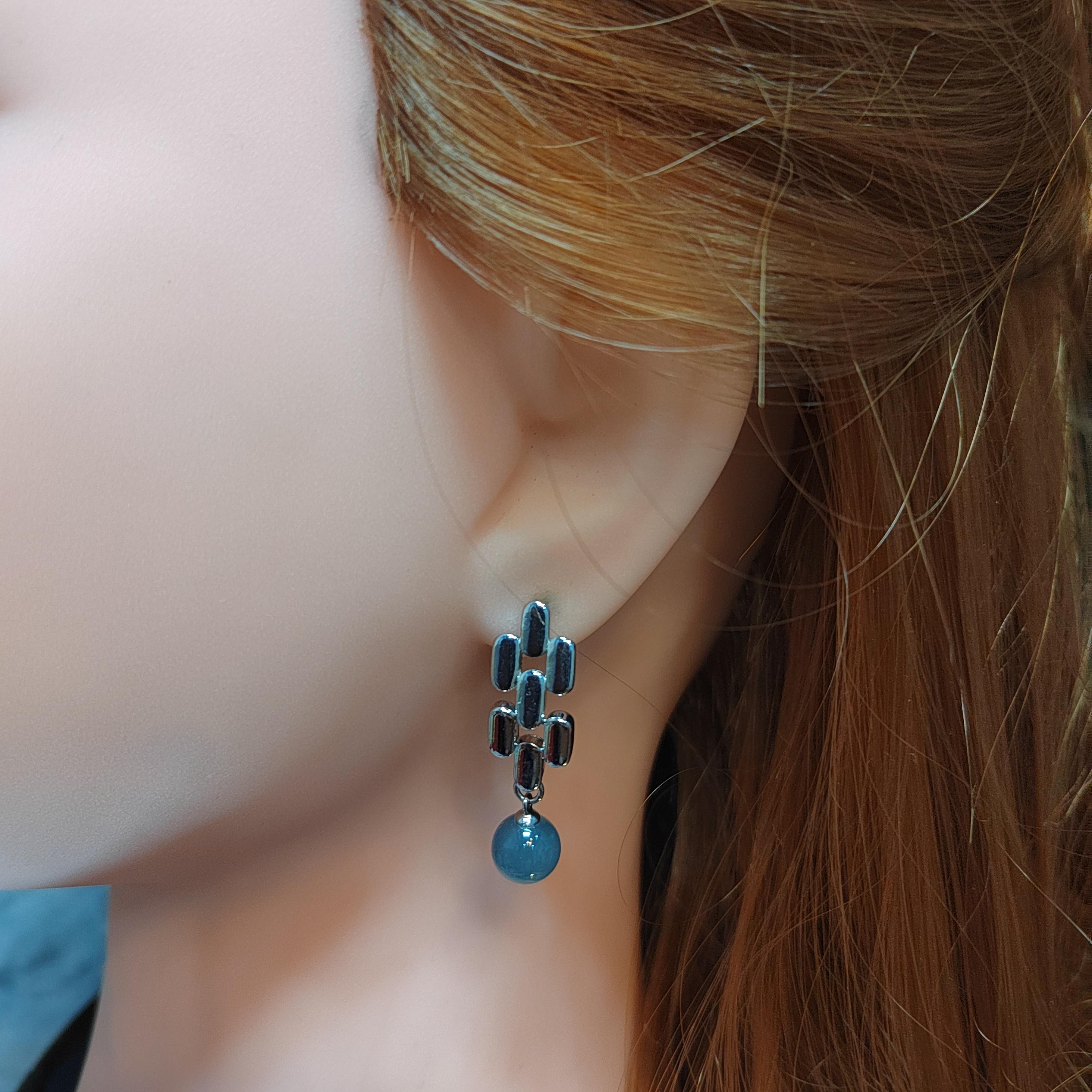 Certified Natural Guatemala Blue Ocean Beautiful Jadeite Earrings S925 Sterling Silver SL199