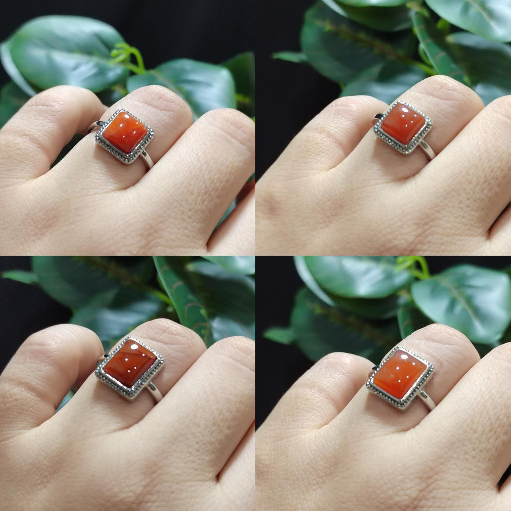 Liangshan Waxi Nanhong Agate Ring: 18K Gold-Plated Brass, Adjustable SL419