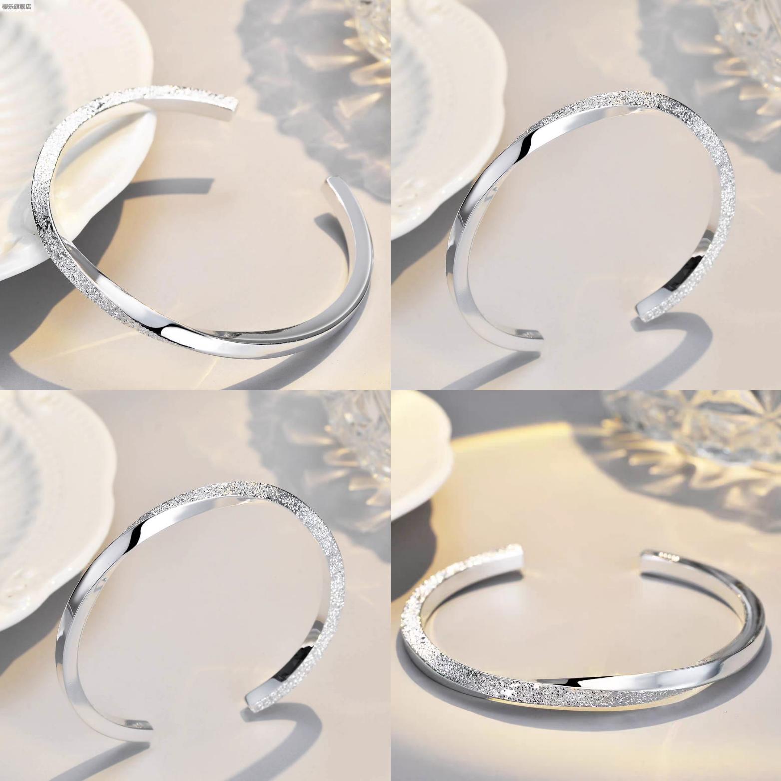 Silver bracelet on a light background