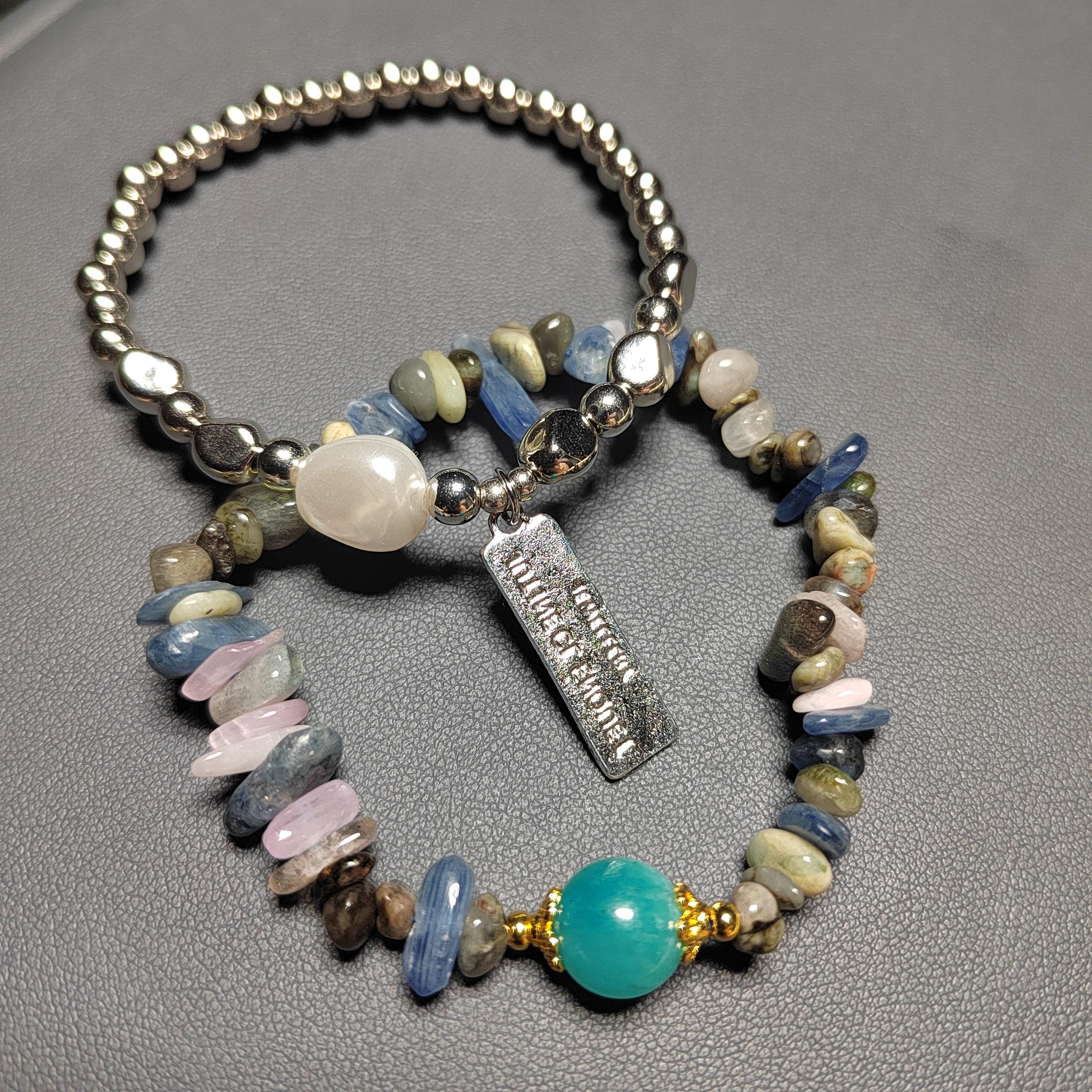 Natural Mix Colors Kunzite Bracelet | Uneven Beads Double-Layer Fashion with Silver Accents SL170 - SL Precious