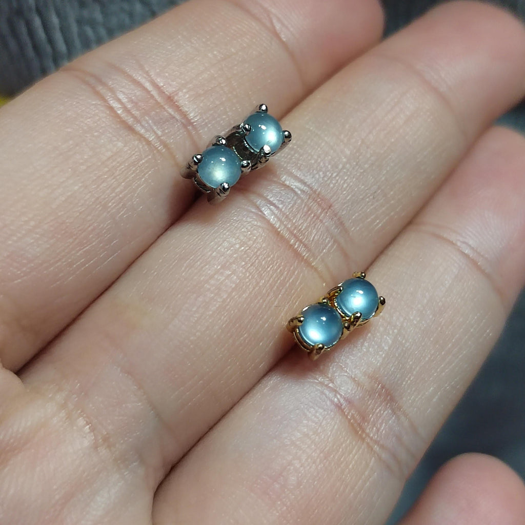 Certified A-Grade High Quality Light Bulbs Effect Natural Untreated Burmese Icy Blue Jadeite Minimalist Stud Earrings |  Birthday Gift SL350 - SL Precious