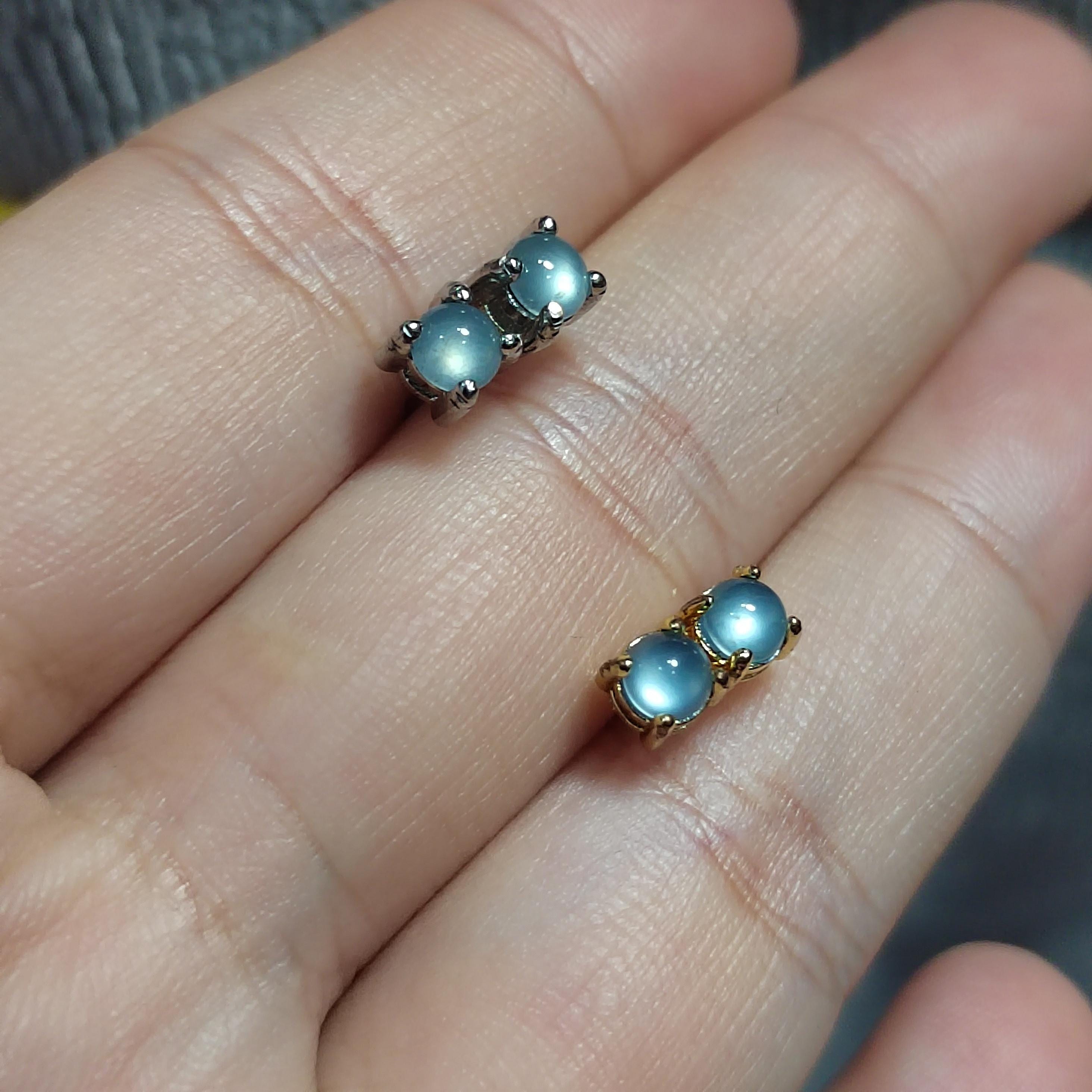 Certified A-Grade High Quality Light Bulbs Effect Natural Untreated Burmese Icy Blue Jadeite Minimalist Stud Earrings |  Birthday Gift SL350