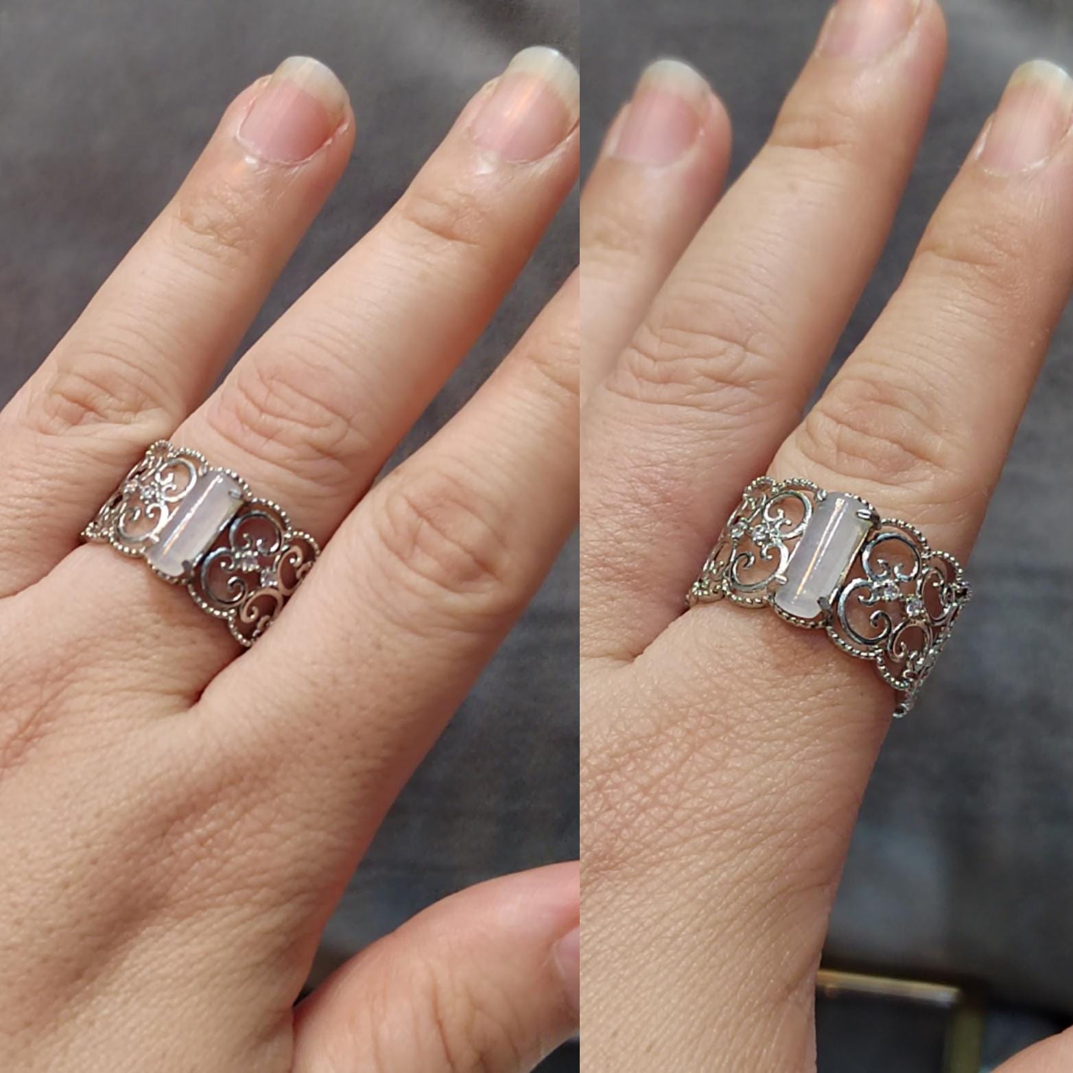 Certified Burmese Gemstone Elegant White Icy Lace Cylinders Design Natural Untreated Ring Jewelry for Special Occasion, Wedding, SL129 - SL Precious