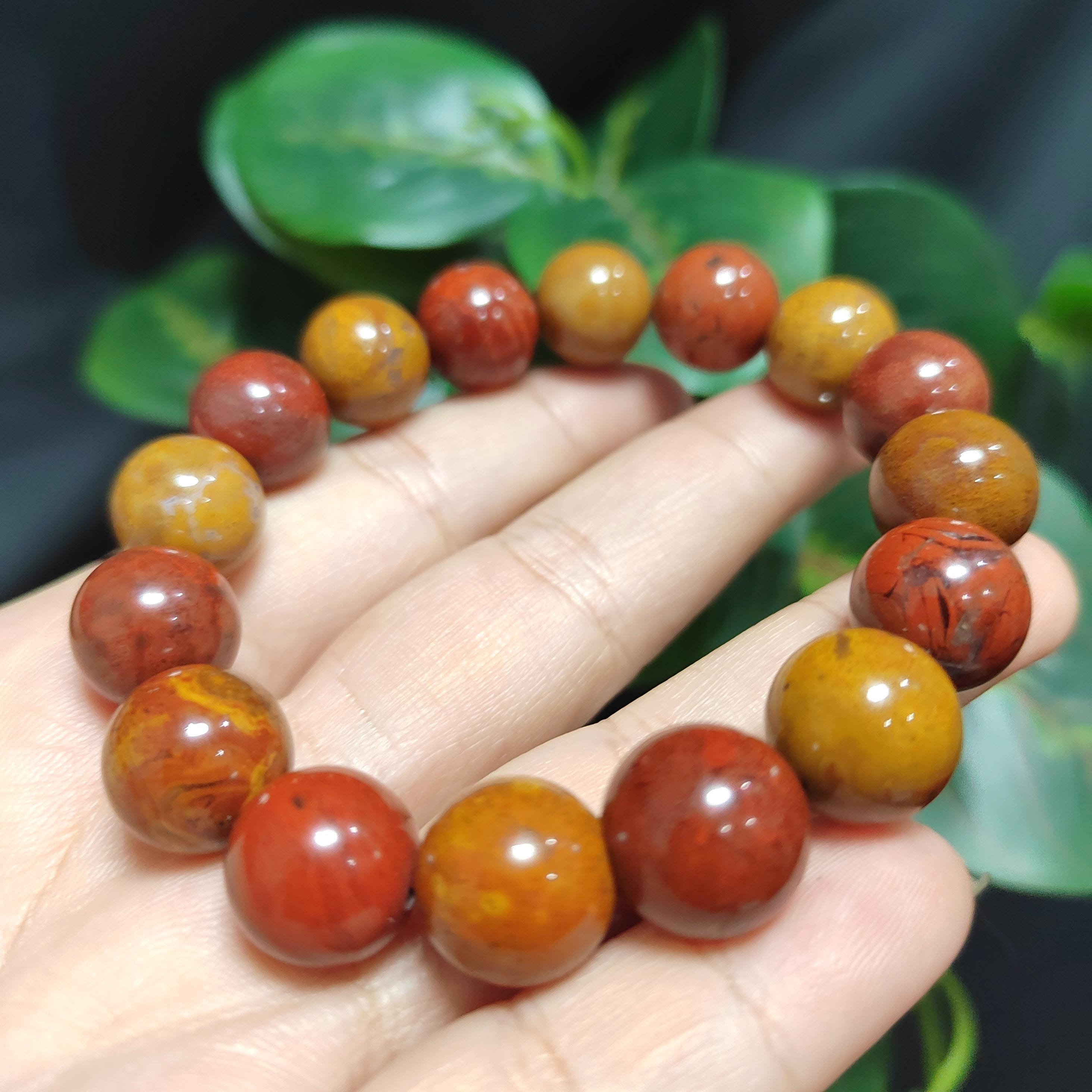 Certified A-Grade Natural Southern Yunna Zhaotong(昭通料） Nanhong Orange/Red Tone Natural Beauty Bead Bracelet SL384