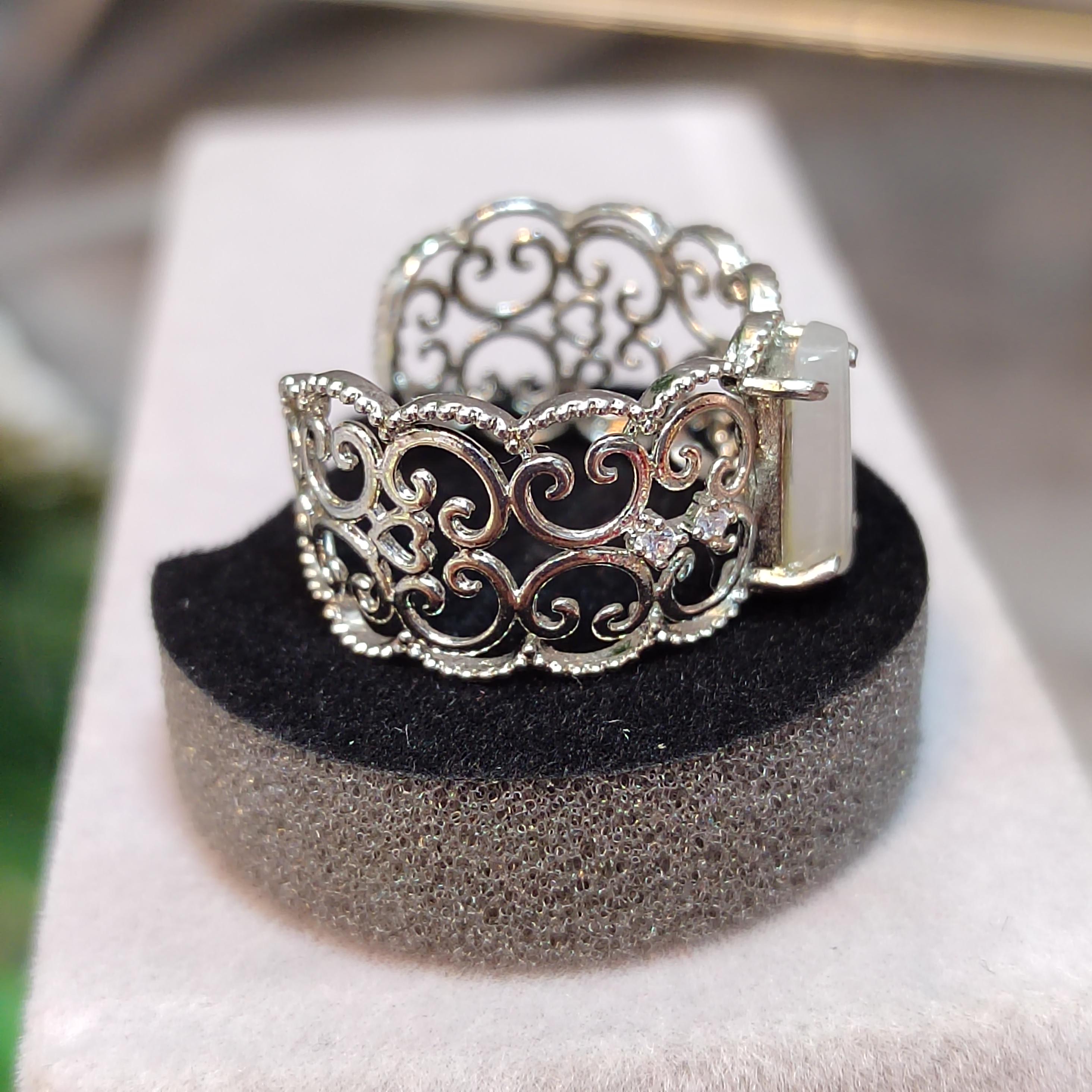 Certified Burmese Gemstone Elegant White Icy Lace Cylinders Design Natural Untreated Ring Jewelry for Special Occasion, Wedding, SL129 - SL Precious