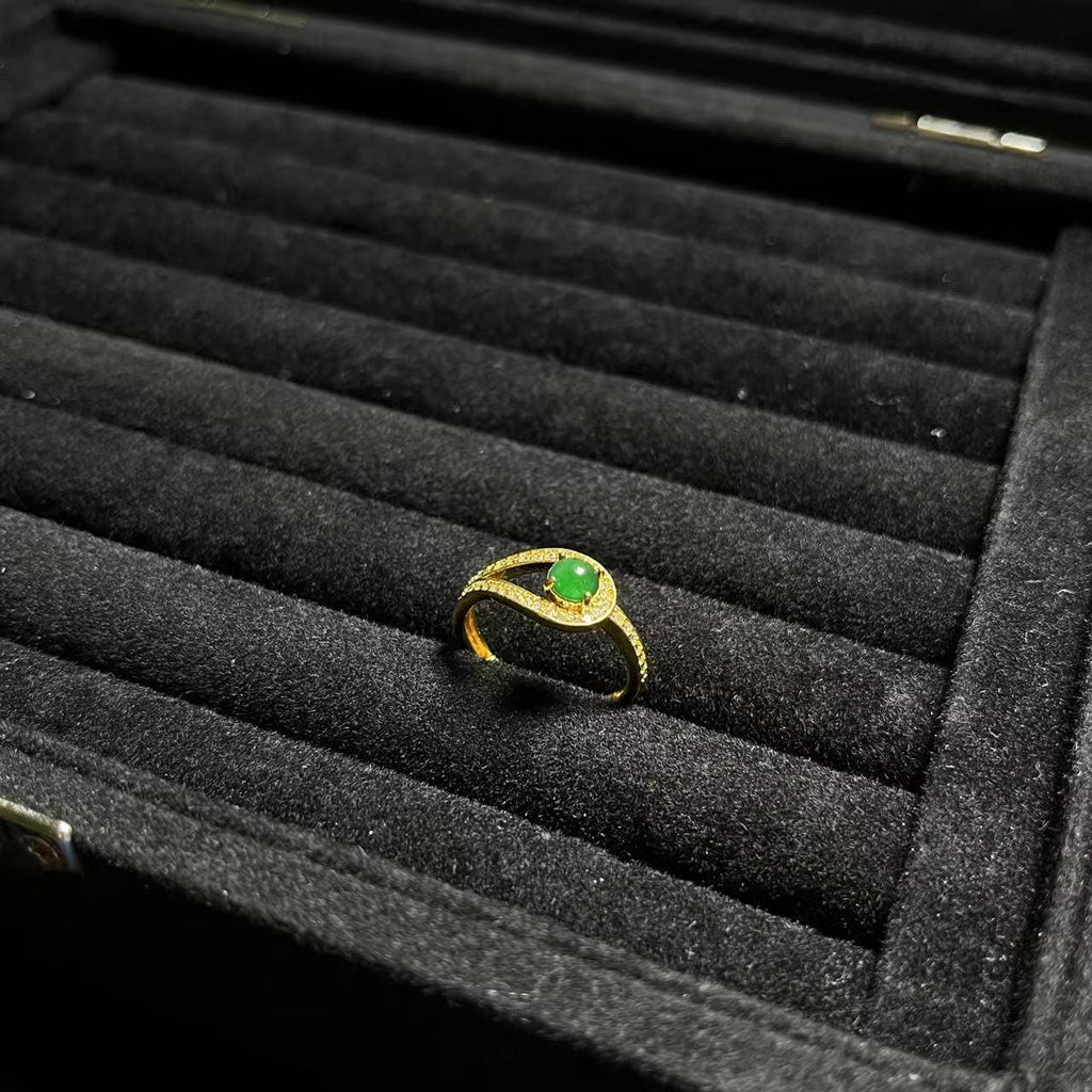 Certified Natural Guatemala Imperial Green Jadeite Minimalist Ring SL377x39